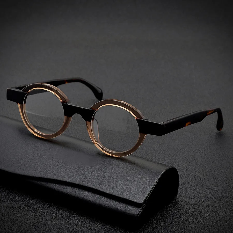 Stylish Black Unisex Acetate Round Eyeglasses - Full Rim Small Frame 19231 | Perfect for Reading, Work & Fashion Accessories