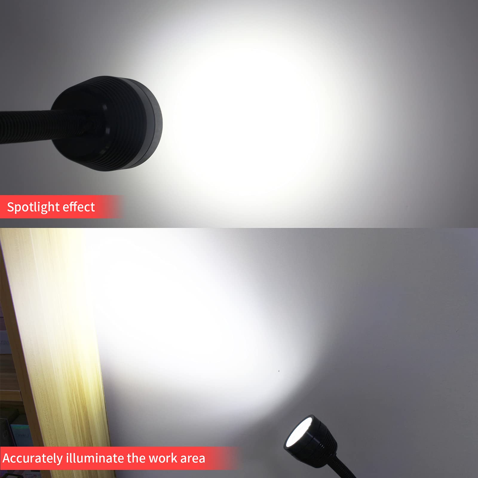 14W Magnetic Work Light - IP65 Waterproof, 1400 Lumens Flexible LED Lamp for Drill Press, Lathe & Milling | Perfect for Garage, Workshop & DIY Projects