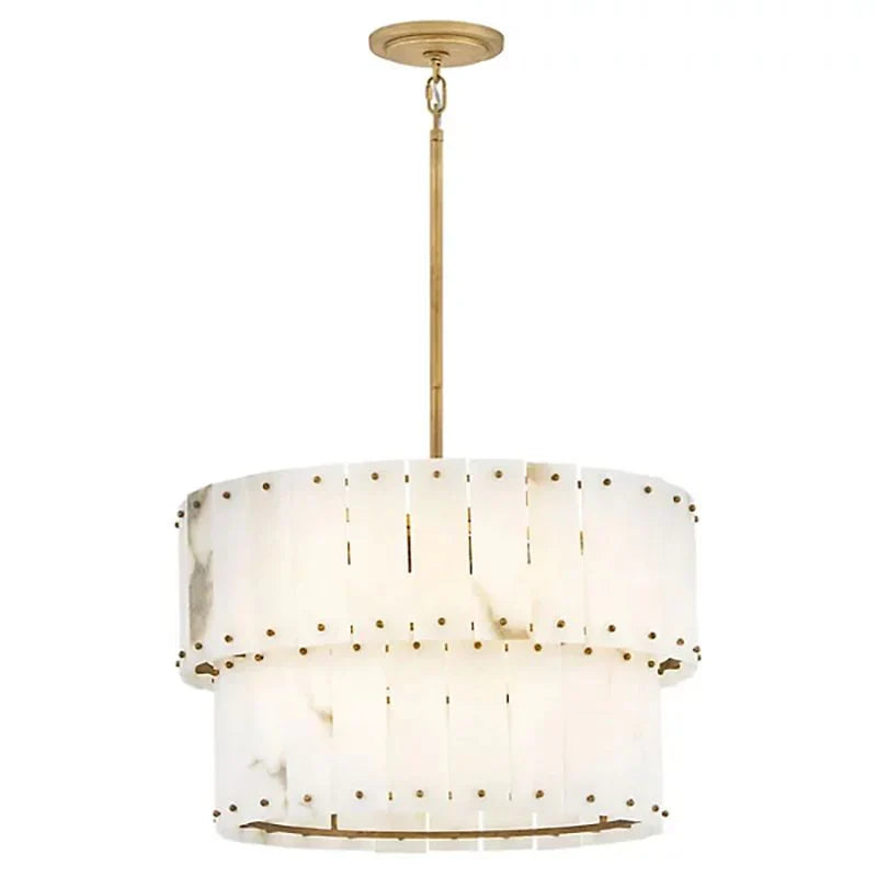 Alabaster Rancho 2-Tier Round Chandelier - Elegant Modern Ceiling Light Fixture for Dining Room, Living Room & Bedroom Lighting