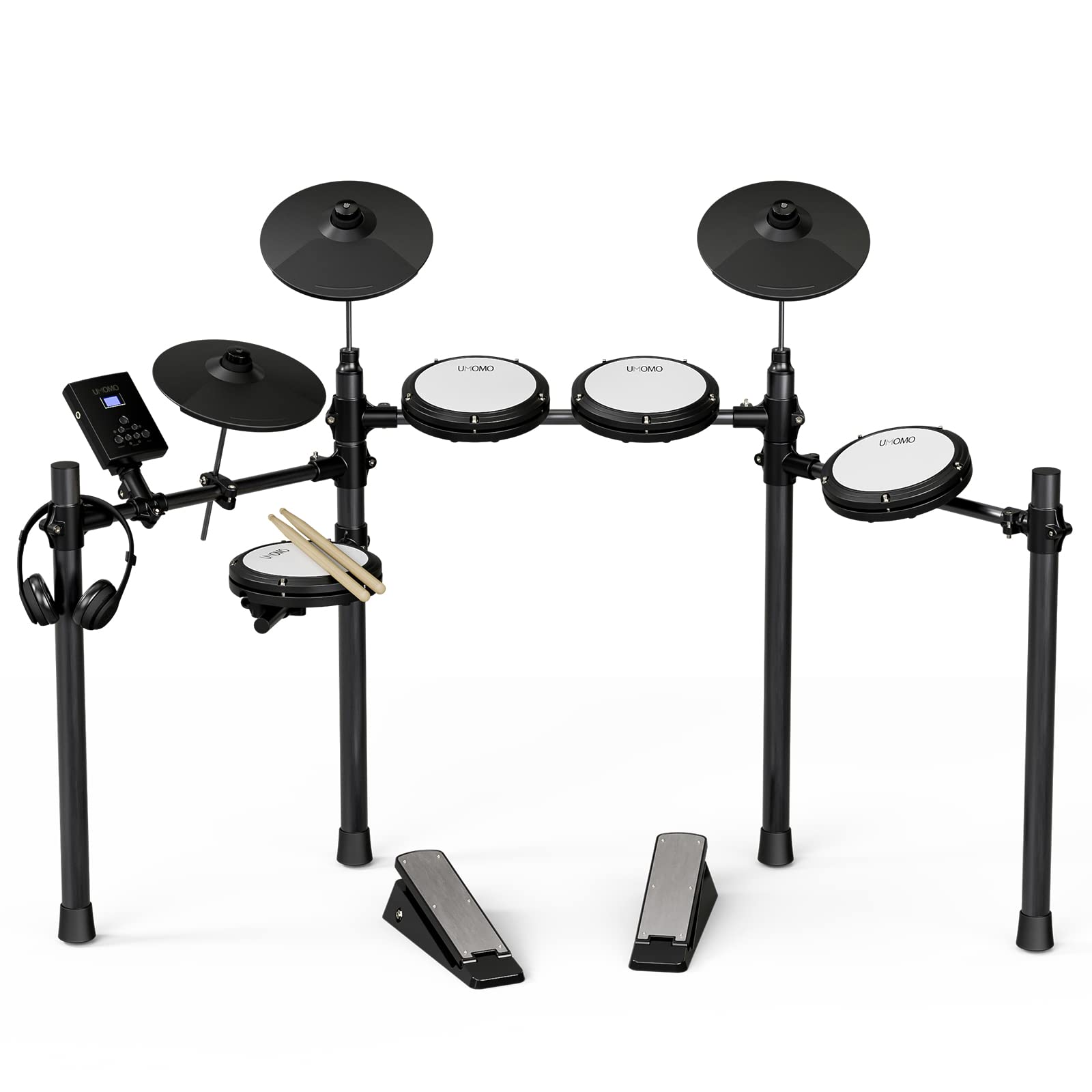 UMOMO UMD-818 Electric Drum Kit with Mesh Pads - 195 Sounds, 15 Drum Kits, Includes Sticks, Headphones & Cables - Stable Steel Frame Electronic Drums for Beginners & Kids - Perfect for Home Practice, Music Lessons & Gift Giving