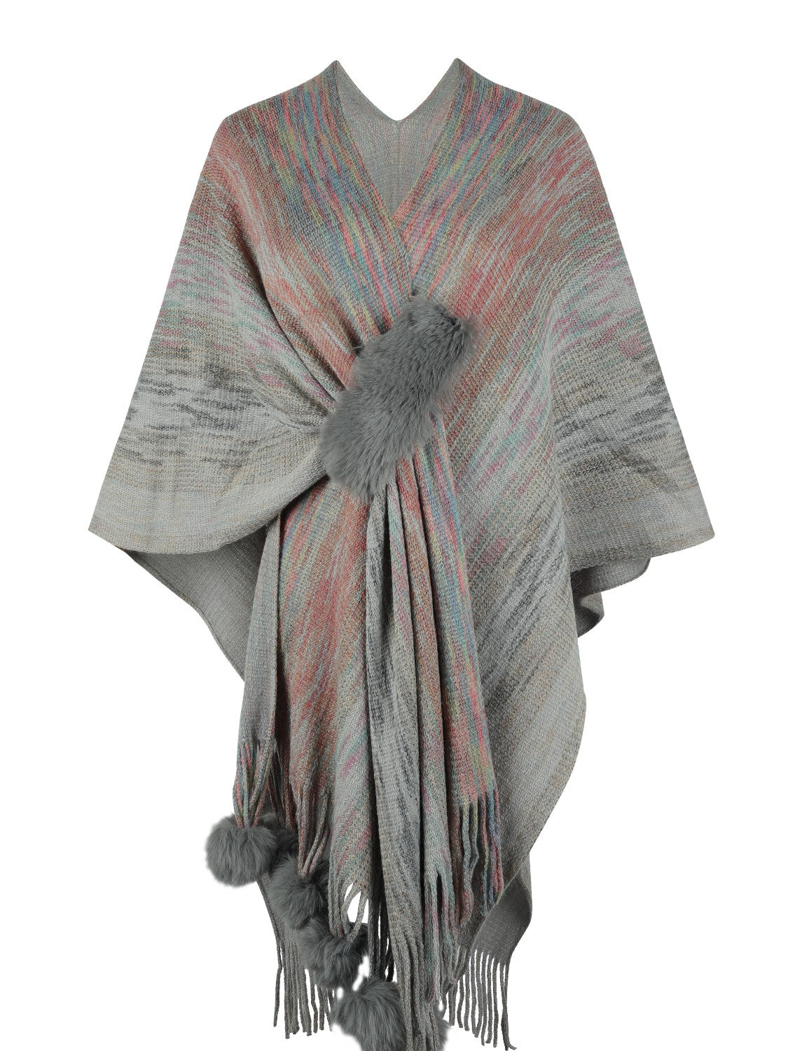 Cozy Heathered Fringe Hem Poncho - Soft Knit Wrap Shawl for Women | Perfect for Fall Layering, Outdoor Adventures & Boho Fashion