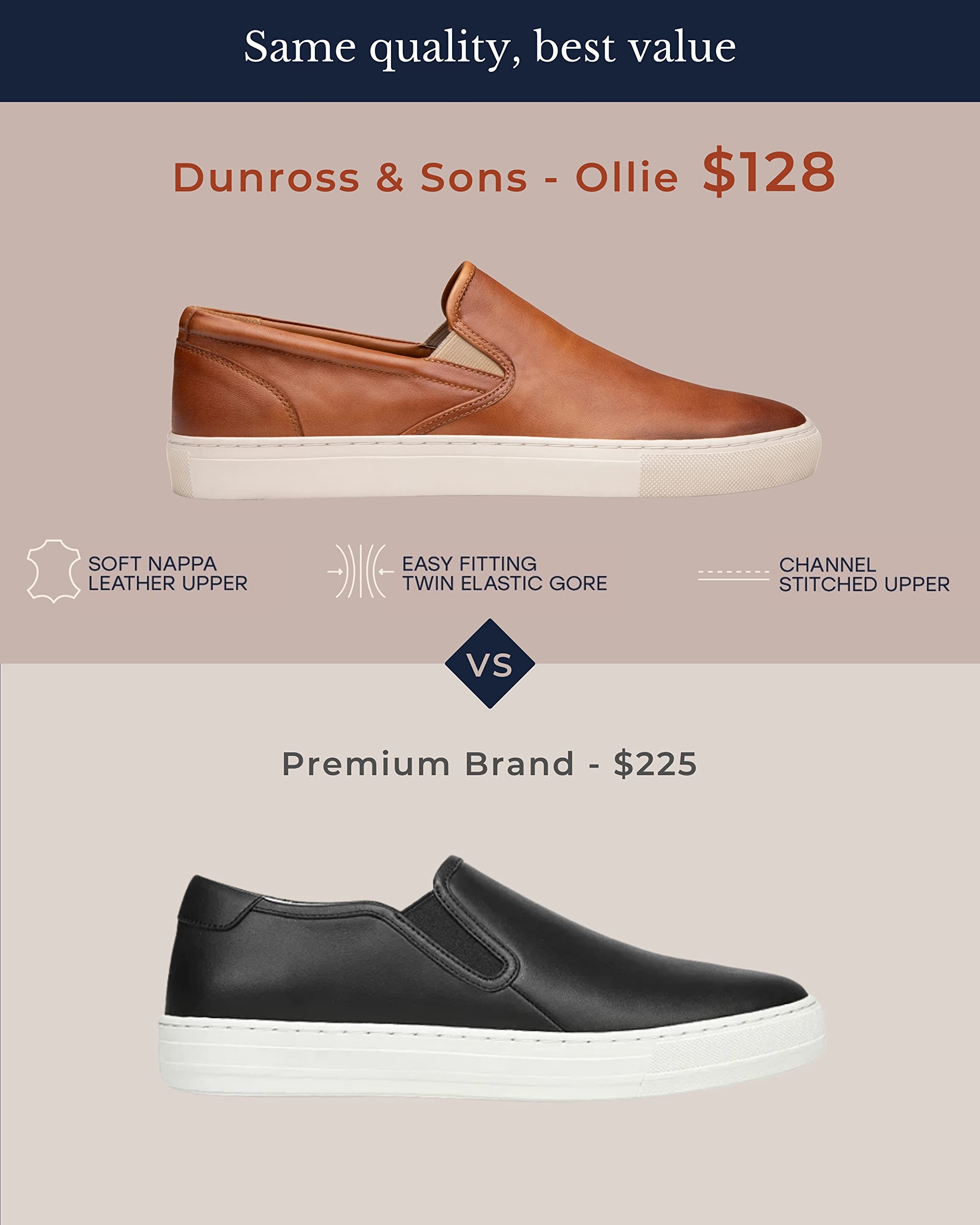 Dunross & Sons Men's Sneakers - Stylish Lace-Up & Slip-On Casual Shoes | Comfortable Leather Walking Shoes for Men | Perfect for Work, Travel & Everyday Wear
