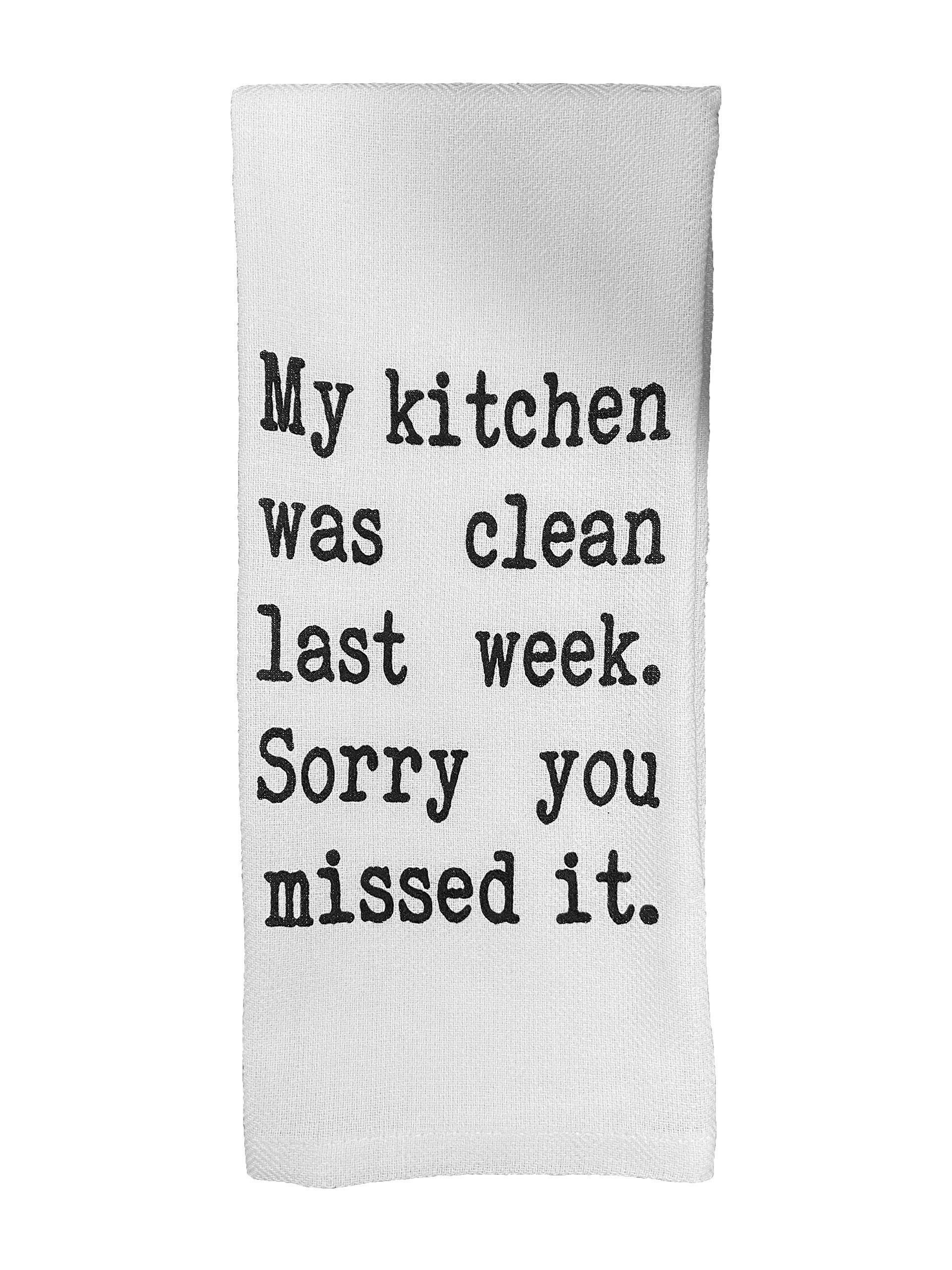 Funny Kitchen Tea Towel - 'My Kitchen Was Clean Last Week' Humorous Dish Towel for Cooking, Cleaning & Gifts - Perfect for Home, Office & Housewarming Parties