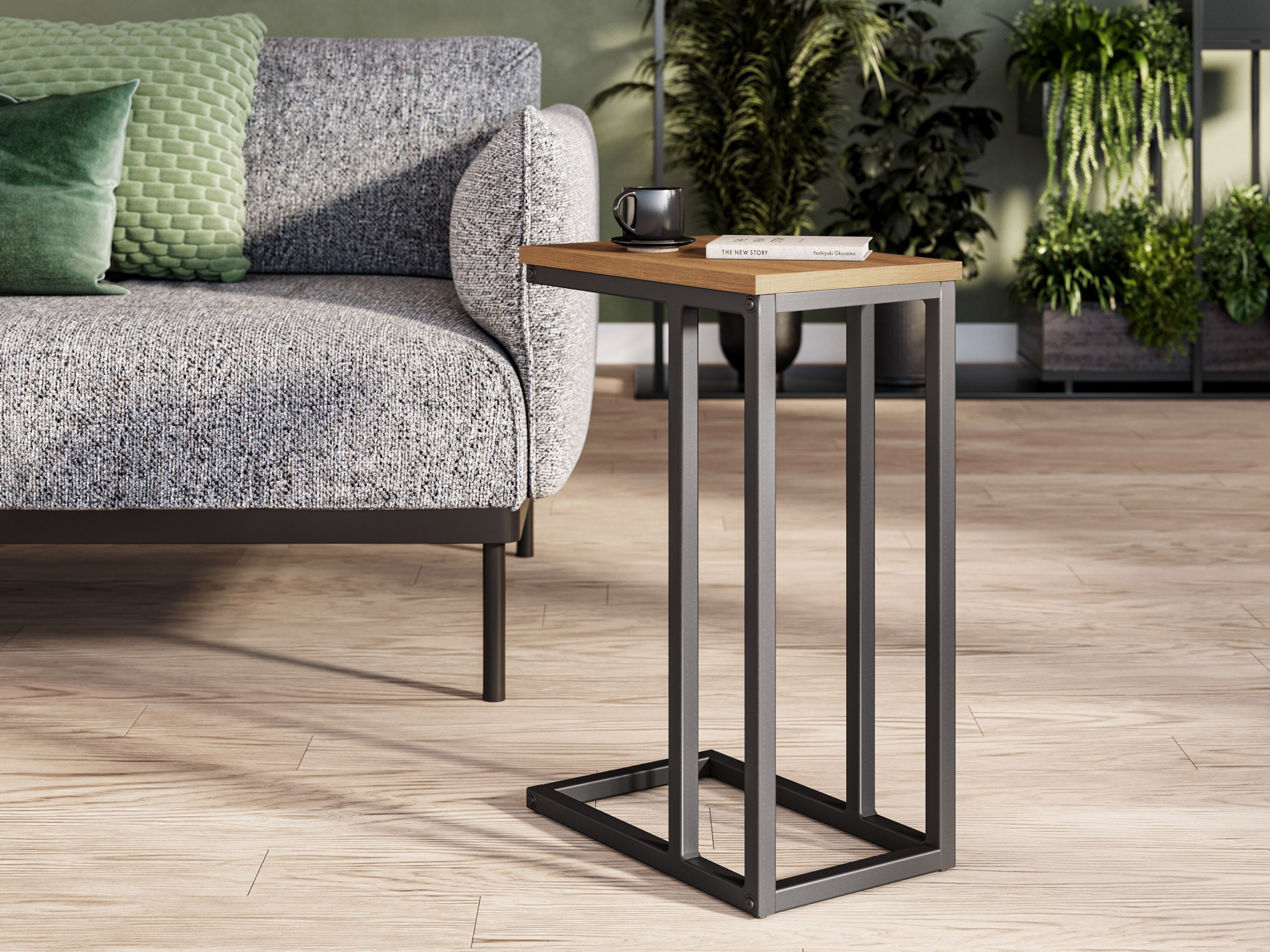Sleek Brown Wood Narrow Side Table - Perfect for Small Spaces, Living Room, Bedroom & Office - Compact End Table with Modern Design