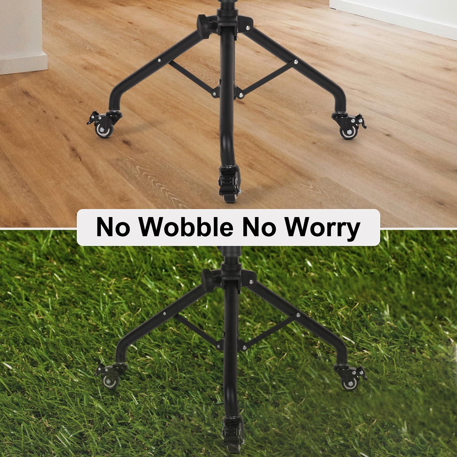 Adjustable Laptop Tripod Stand on Wheels with 2 Shelves & Phone Holder - Portable Projector Floor Stand (25.9 to 51.8 Inch Height) - Perfect for Home Office, Classroom Presentations & Mobile Workstations