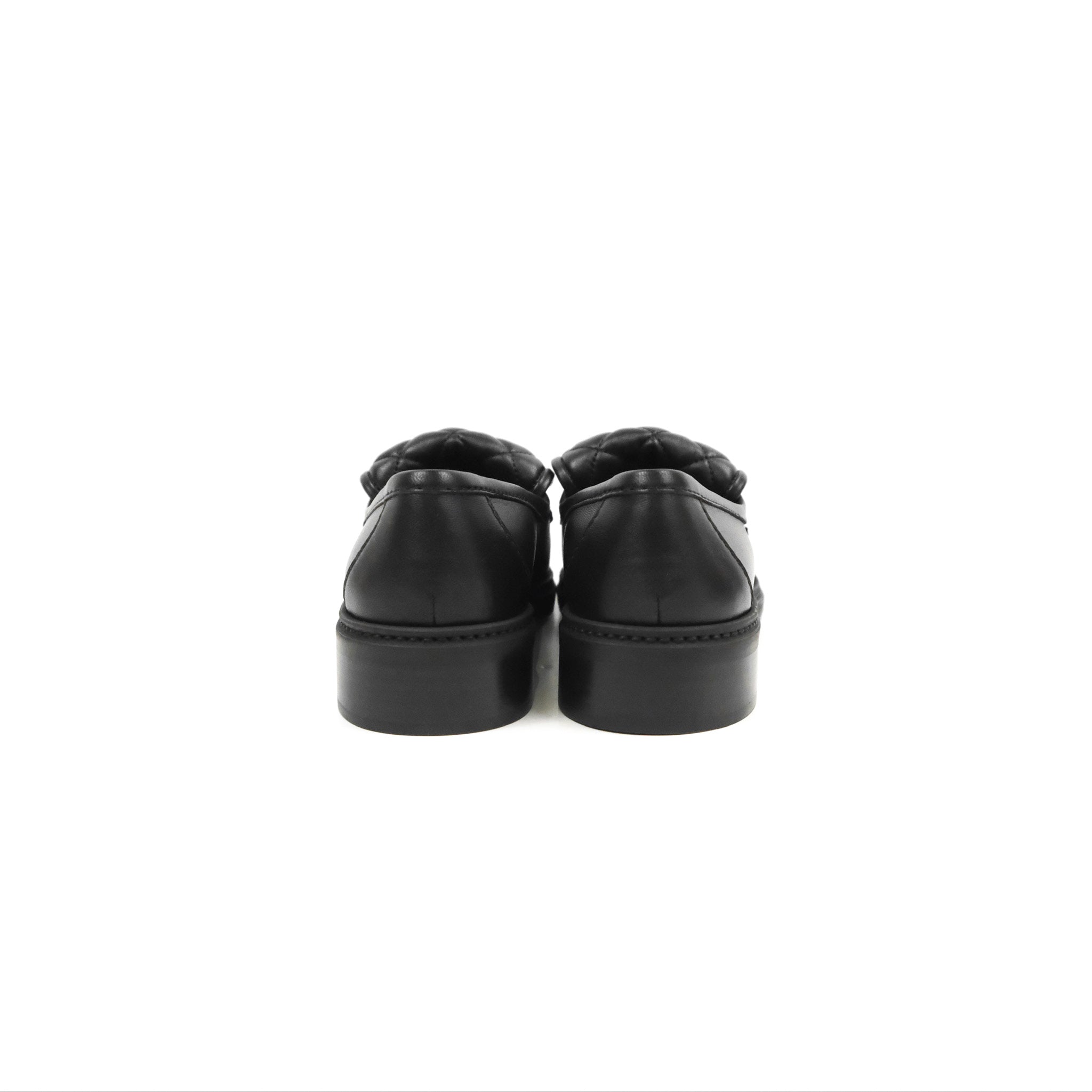 Chanel CC Turnlock Loafers - Quilted Black Calfskin Leather Shoes with Gold Hardware - Women's Size 37.5 (US 7) - Luxury Designer Flats for Work, Office & Formal Occasions