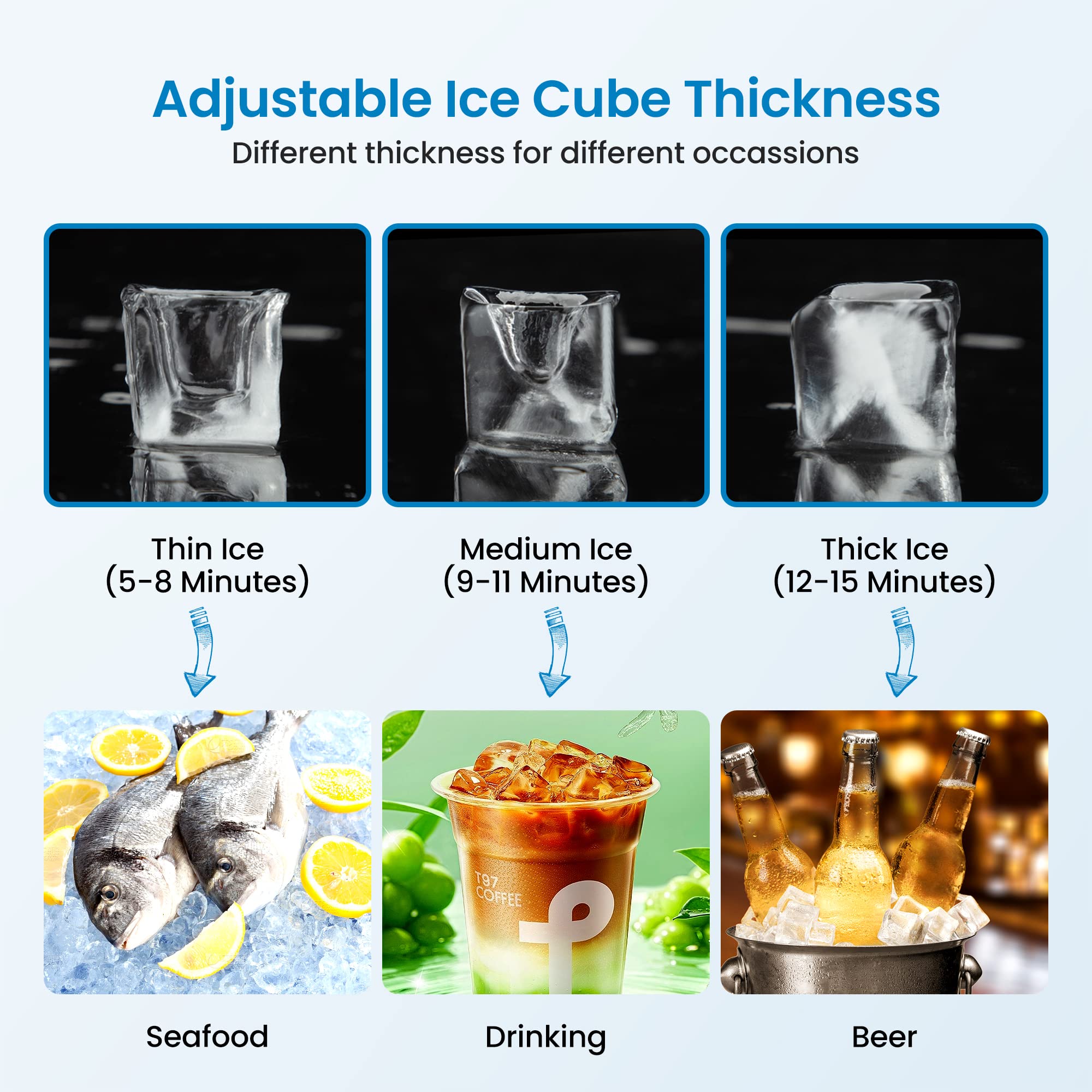 Commercial Ice Maker Machine 160LBS/24H - Under Counter Ice Maker with 35LBS Storage Bin - Fast Ice Production in 5-15 Minutes - Auto Self-Cleaning - Perfect for Restaurants, Bars, and Home Use