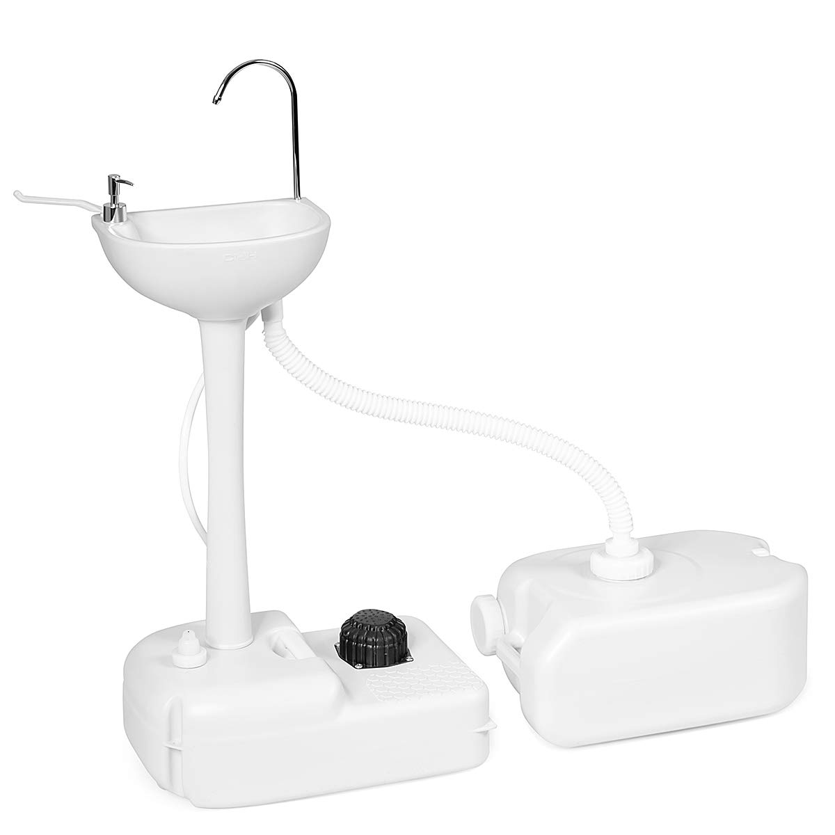 Giantex Portable Hand Washing Station with Wheels - 4.5 Gallon Fresh Water Tank, Towel Holder & Soap Dispenser - Foot Operated Free Standing Sink for Outdoor Camping, RV Trips, Picnics, and Indoor Use