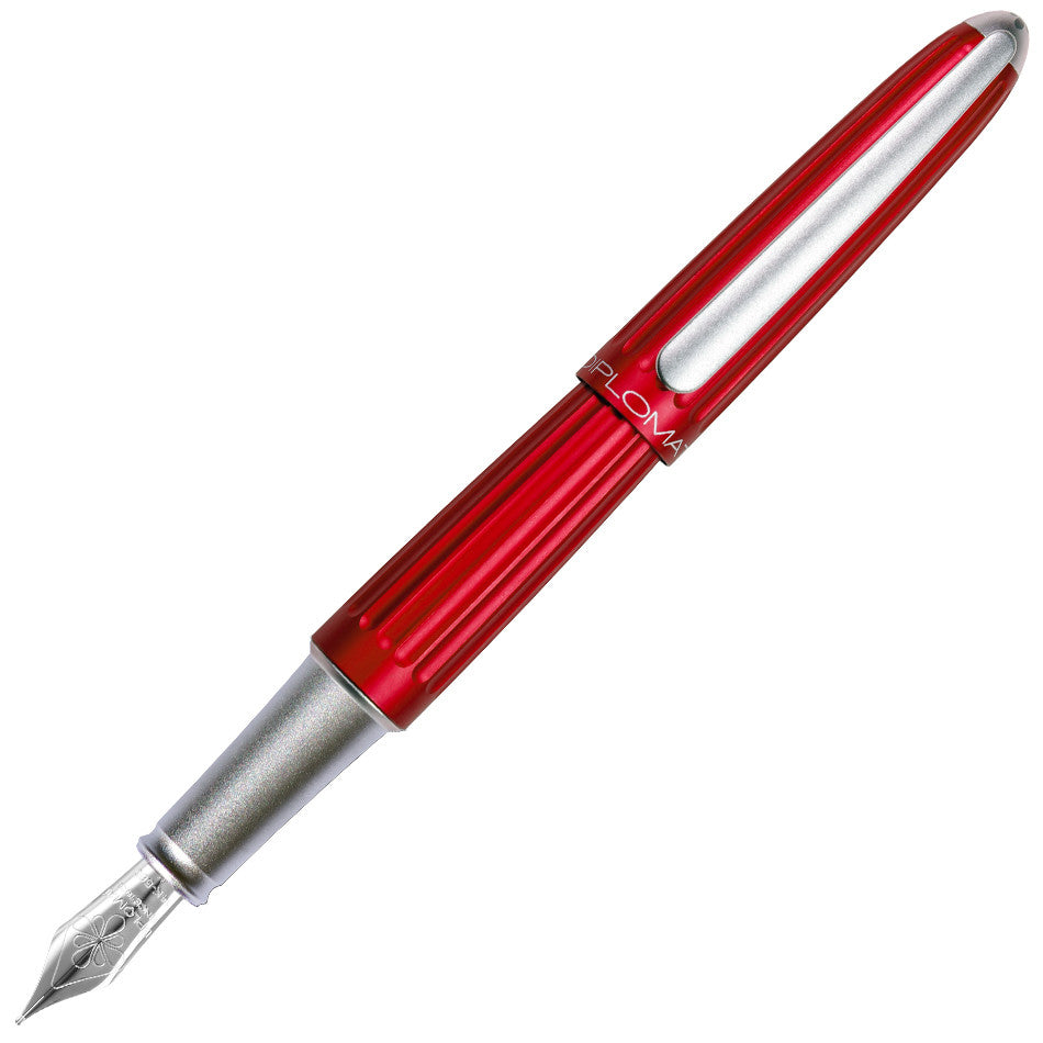 Diplomat Aero Fountain Pen - Premium Red Ink Writing Pen for Professionals & Collectors - Perfect for Office, Business Signatures & Gift Giving