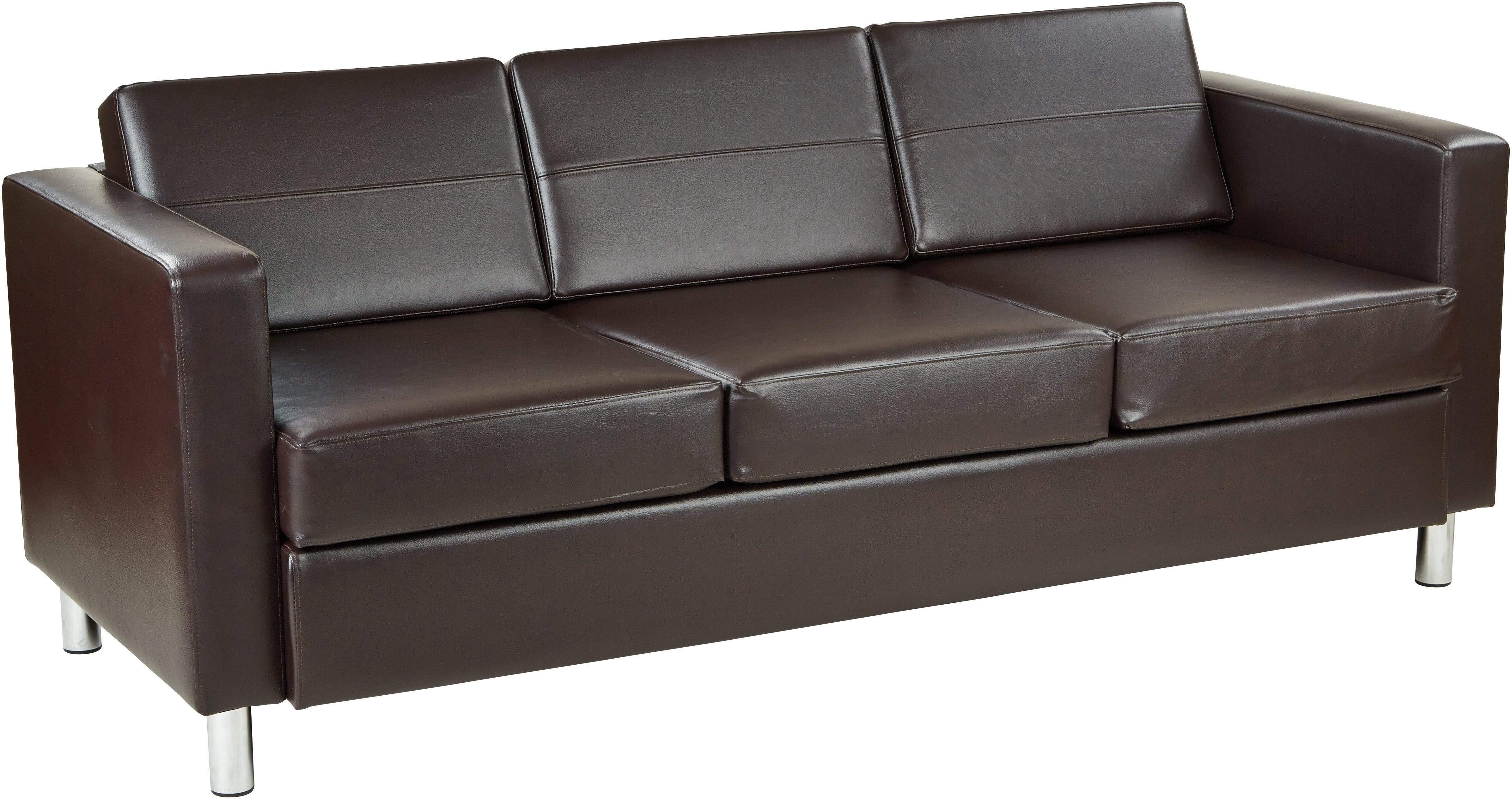 Ave Six Pacific Faux Leather Sofa with Box Spring Seat - Modern PU Leather Couch for Living Room, Bedroom, Office | Comfortable Lounge Sofa for Home Decor & Relaxation [PAC53]