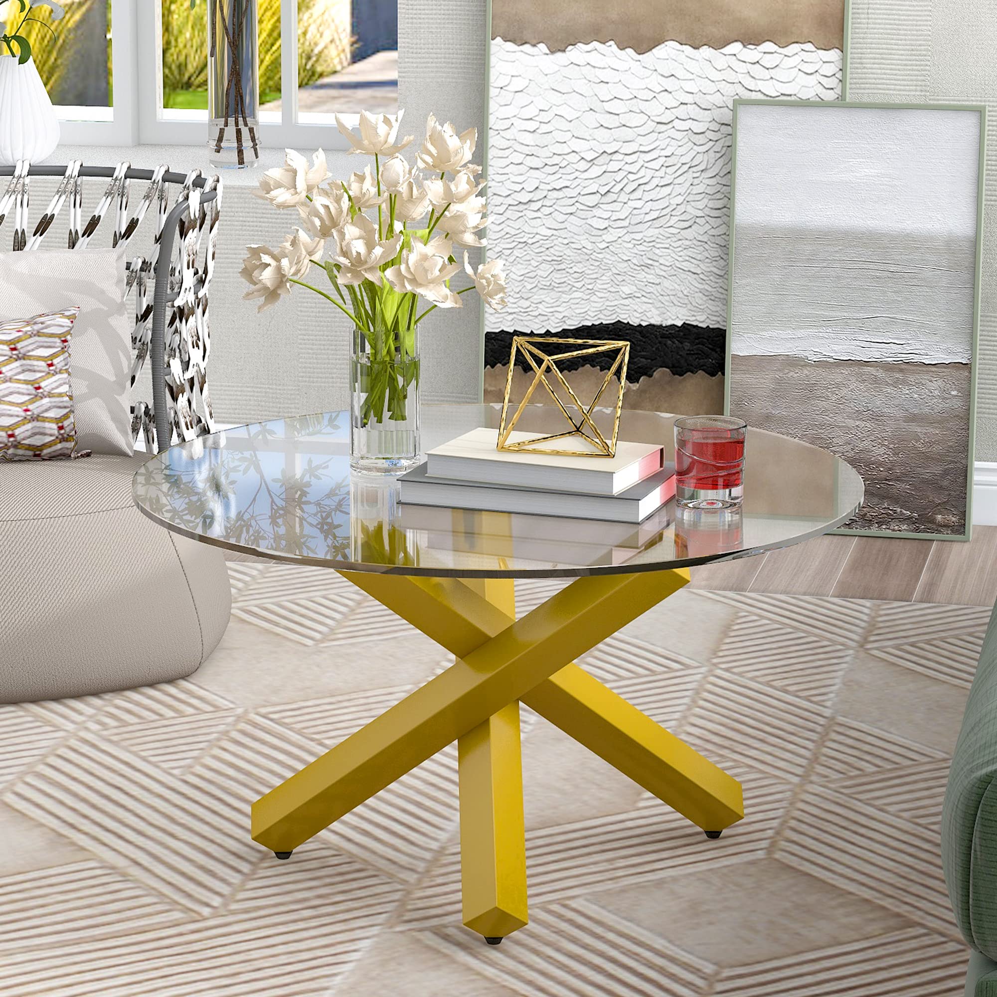 Modern Round Glass Coffee Table 31.5