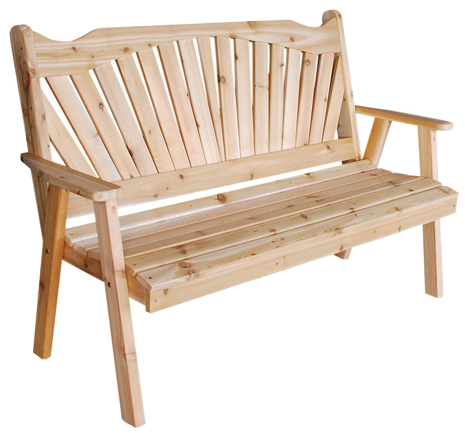Furniture Barn USA 4' Pine Fanback Garden Bench - Unfinished Solid Wood Outdoor Seating for Patio, Garden & Backyard