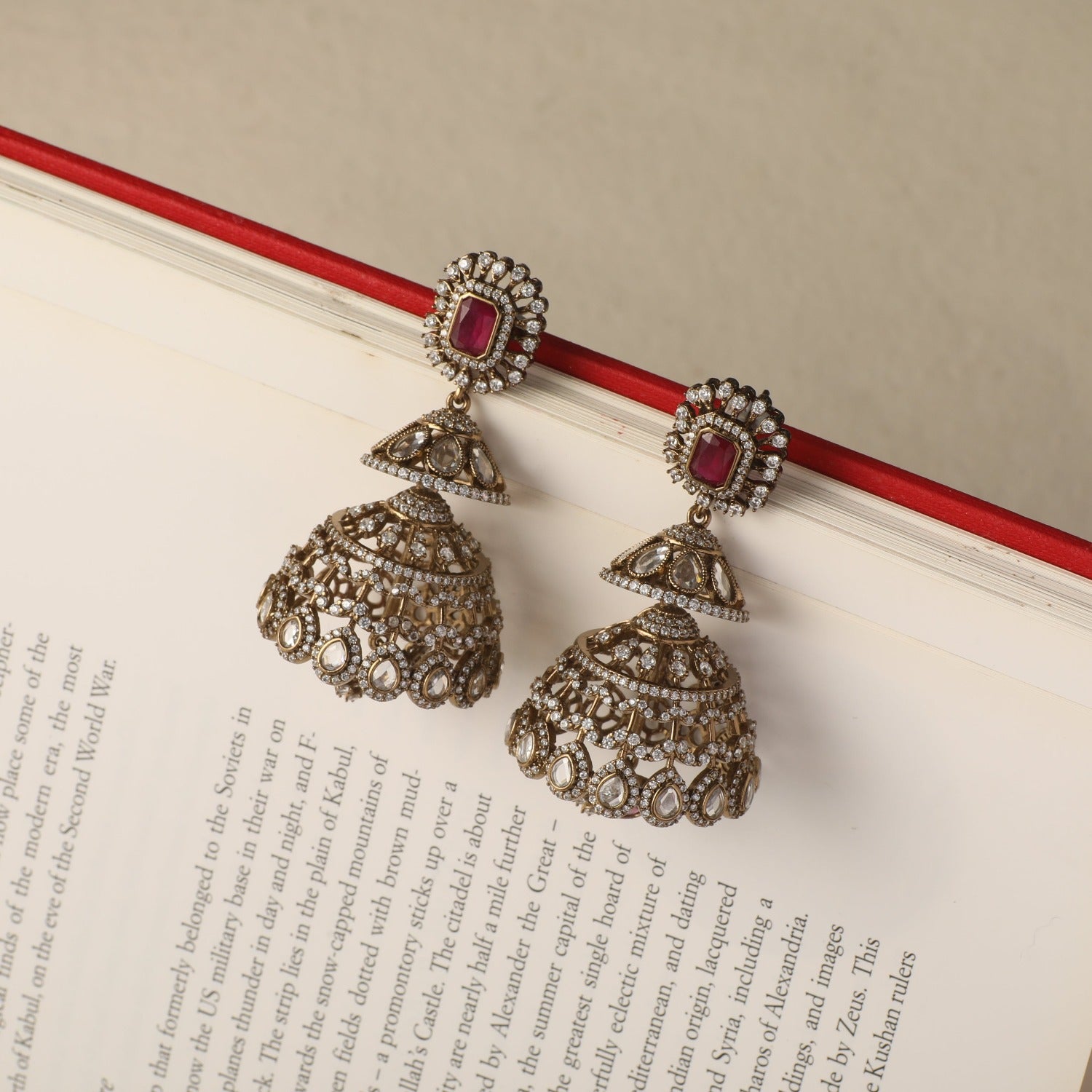 Layered Nakshatra CZ Jhumka Earrings for Women - Fashionable Indian Ethnic Jewelry for Parties, Weddings & Festive Occasions