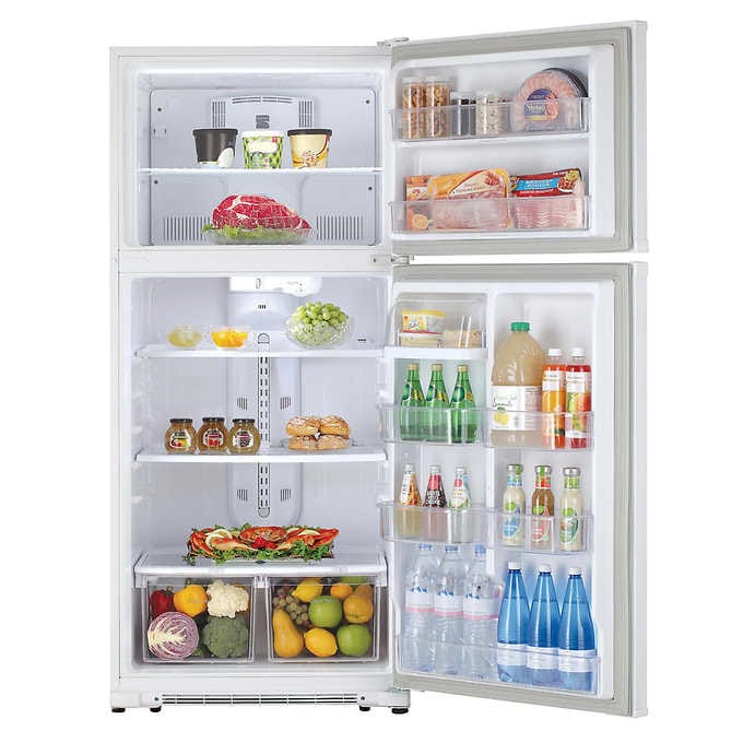18 cu. ft. White Top Freezer Refrigerator with Tempered Glass Shelves - Garage Ready, Energy Efficient Kitchen Appliance for Home, Apartment or Office Use