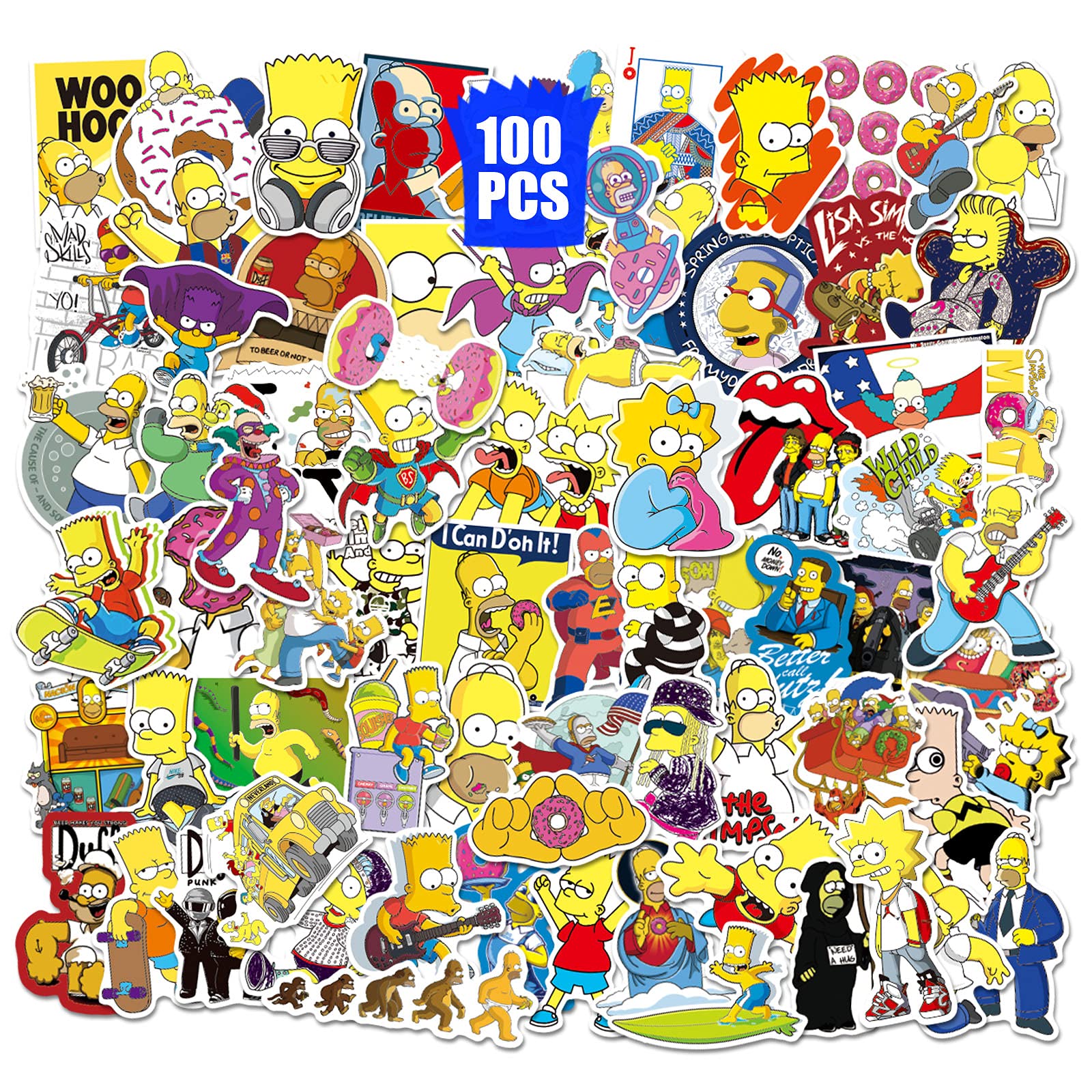 100PCS Budweiser Simple Son Cartoon Stickers - Waterproof Vinyl Decals for Snowboard, Backpack, Laptop, Water Bottles, Pencil Case, Phone & Guitar - Fun Party Favors for Teens & College Students - Perfect for DIY Crafts, Dorm Decor & Birthday Gifts