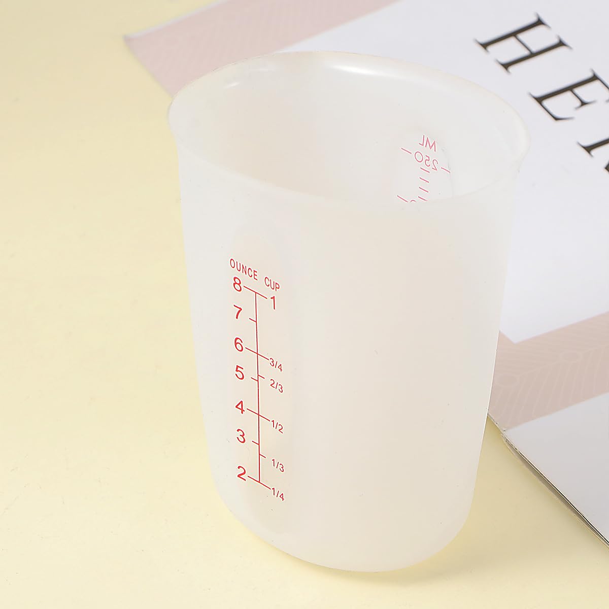 SUPVOX 250ML Silicone Measuring Cup with Visible Graduations - Precise Scale Mixing Cup for Epoxy Resin, Resin Casting, DIY Crafts, Baking & Kitchen Use