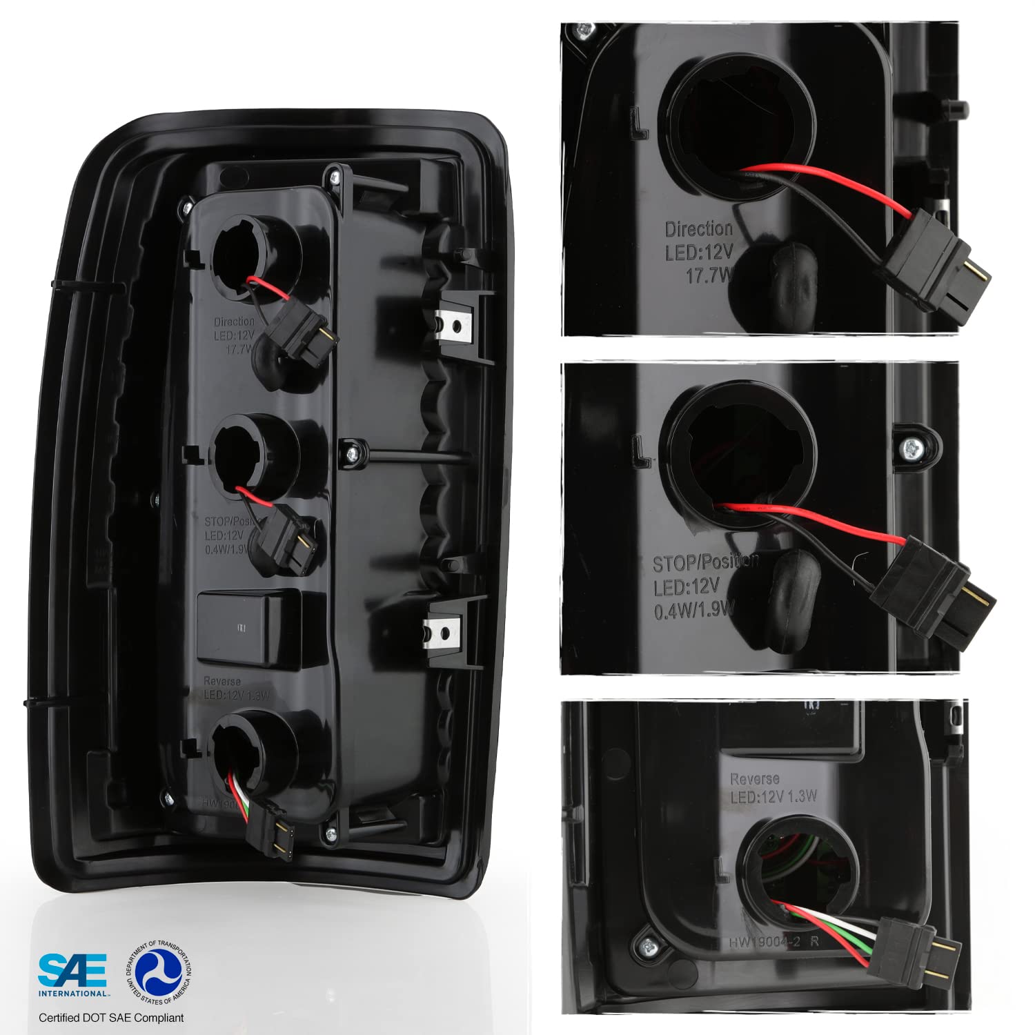 AKKON LED Running Reverse Tail Lights - Fits 2000-2006 Chevy Suburban 1500 Tahoe & GMC Yukon XL 2500 - Black Smoked C-Tube Design - Upgrade Your Vehicle for Night Driving and Enhanced Safety