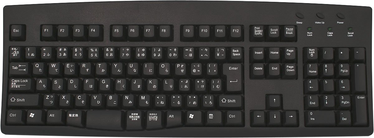 Bilingual USB Wired Keyboard - Japanese & English Layout for PC, Laptop, Office & Gaming | Black Mechanical Keyboard for Typing, Programming & Multilingual Work