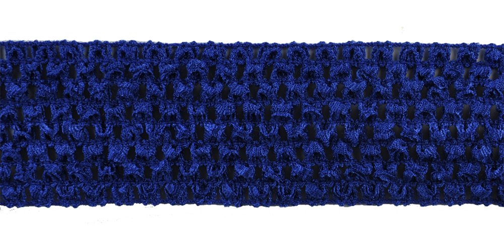 2-Inch Wide Royal Blue Crochet Headband Trim - 25 Yards Bulk Roll for DIY Hair Accessories, Baby Headbands, and Craft Projects - Perfect for Sewing, Scrapbooking & Gift Wrapping