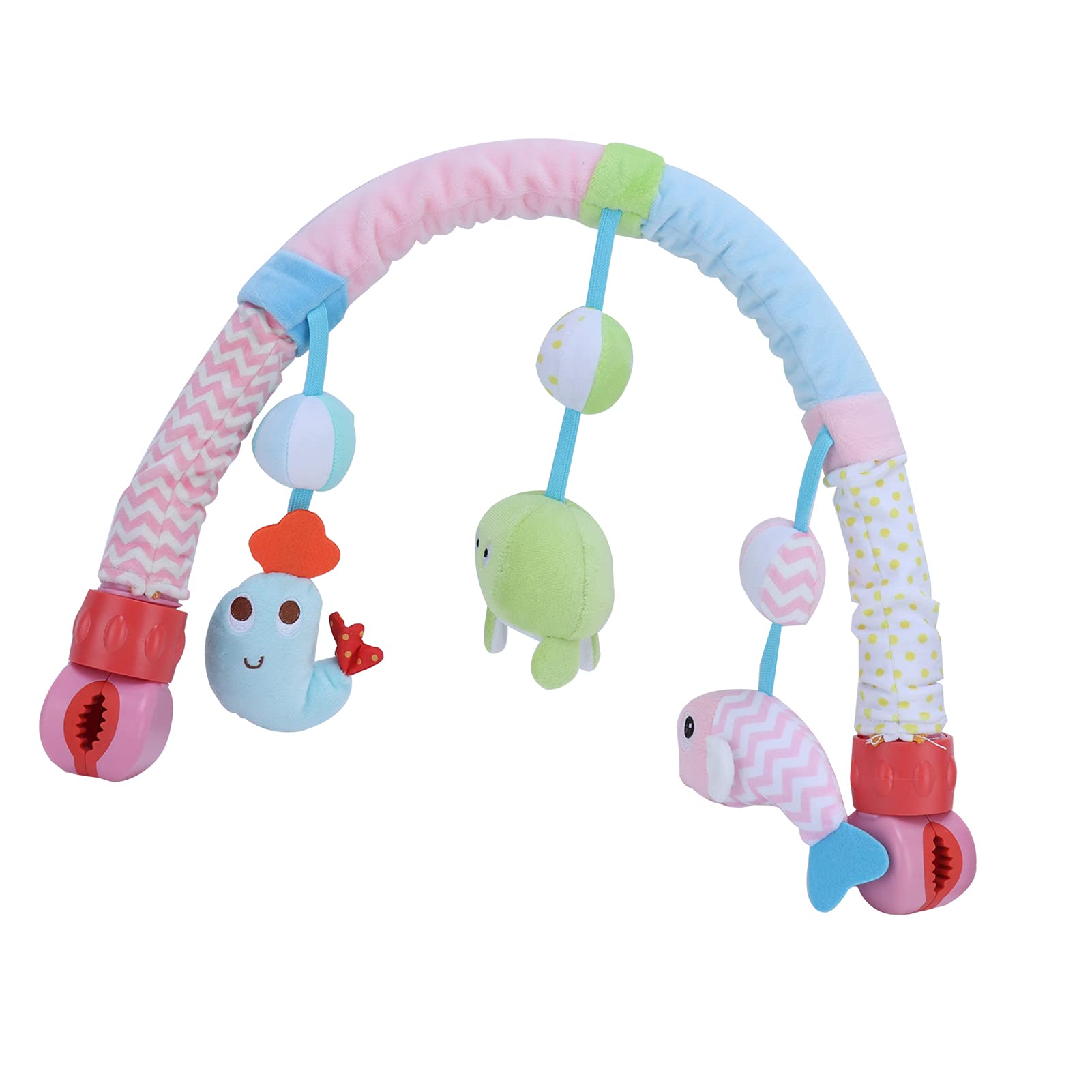 Entatial Stroller Arch Toys - Interactive Baby Pram Activity Toy with Colorful Arch Animal Designs for Crib & Stroller - Perfect for Playtime, Travel & Sensory Development