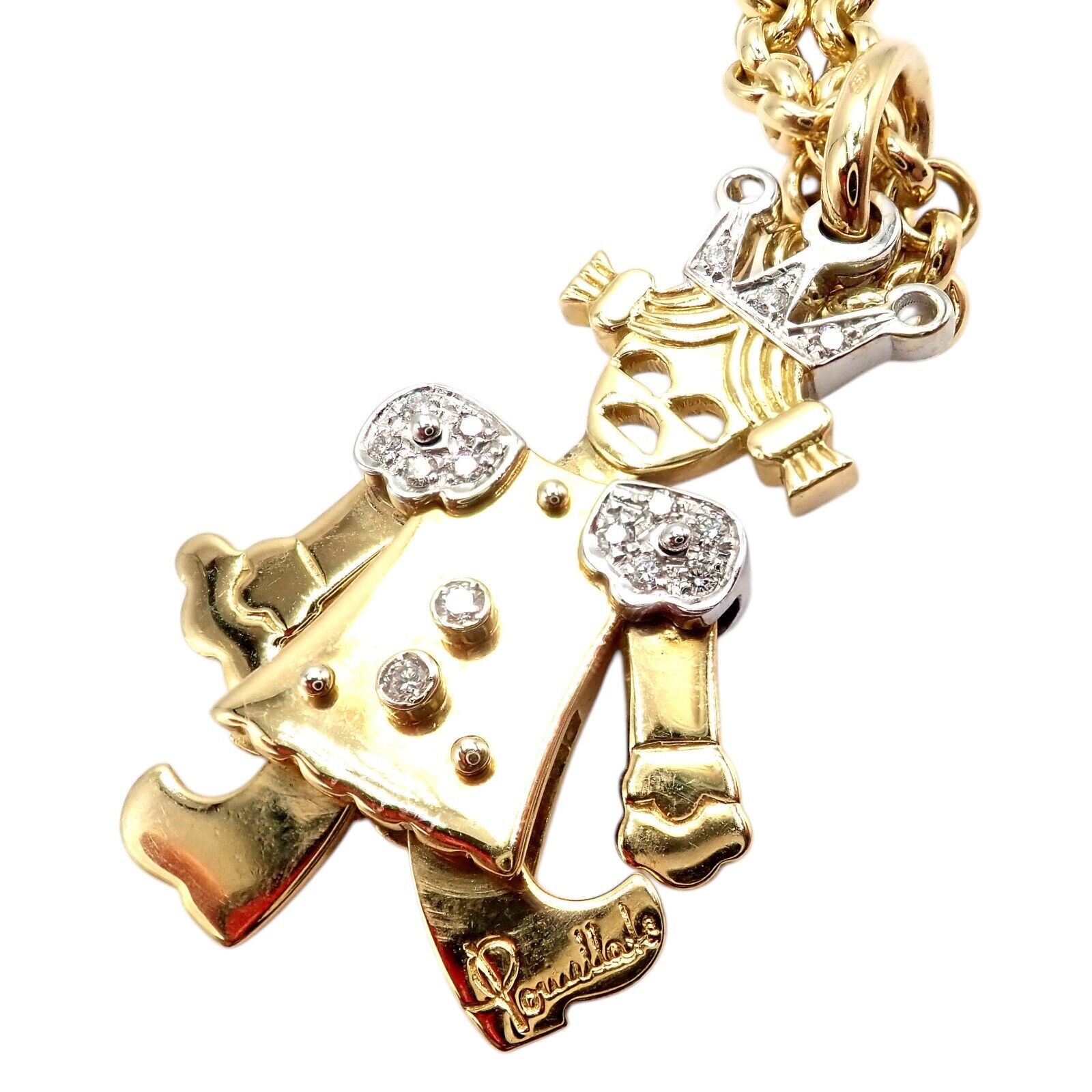 18K Yellow & White Gold Diamond Queen Pendant Necklace for Women | Luxury XL Link Chain with Animated Design | Perfect for Parties, Weddings & Special Occasions