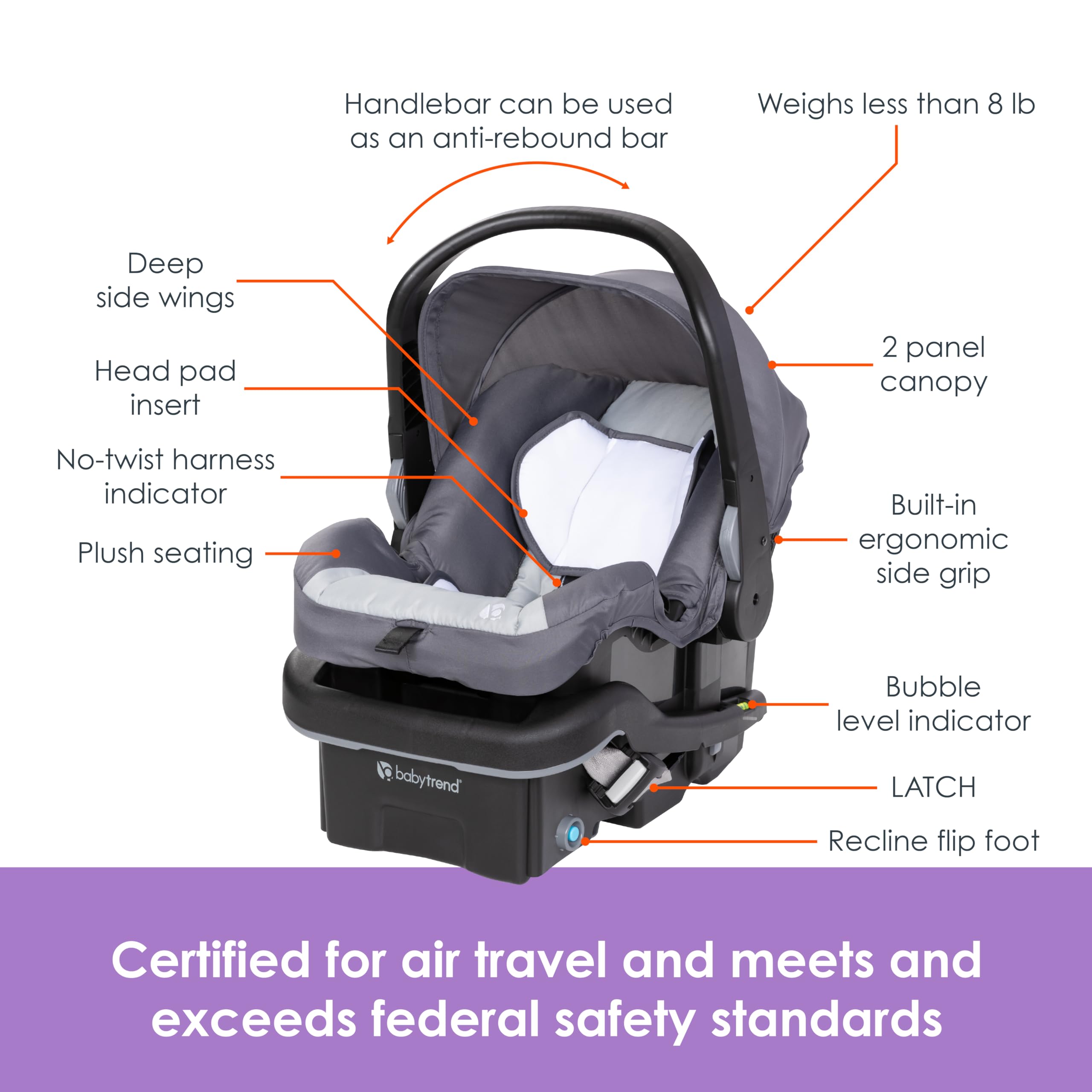 Baby Trend Morph Single to Double Modular Stroller Travel System with EZ-Lift™ PLUS Infant Car Seat - Dash Grey | Convertible Stroller for Twins or Siblings | Perfect for Shopping, Travel & Everyday Use