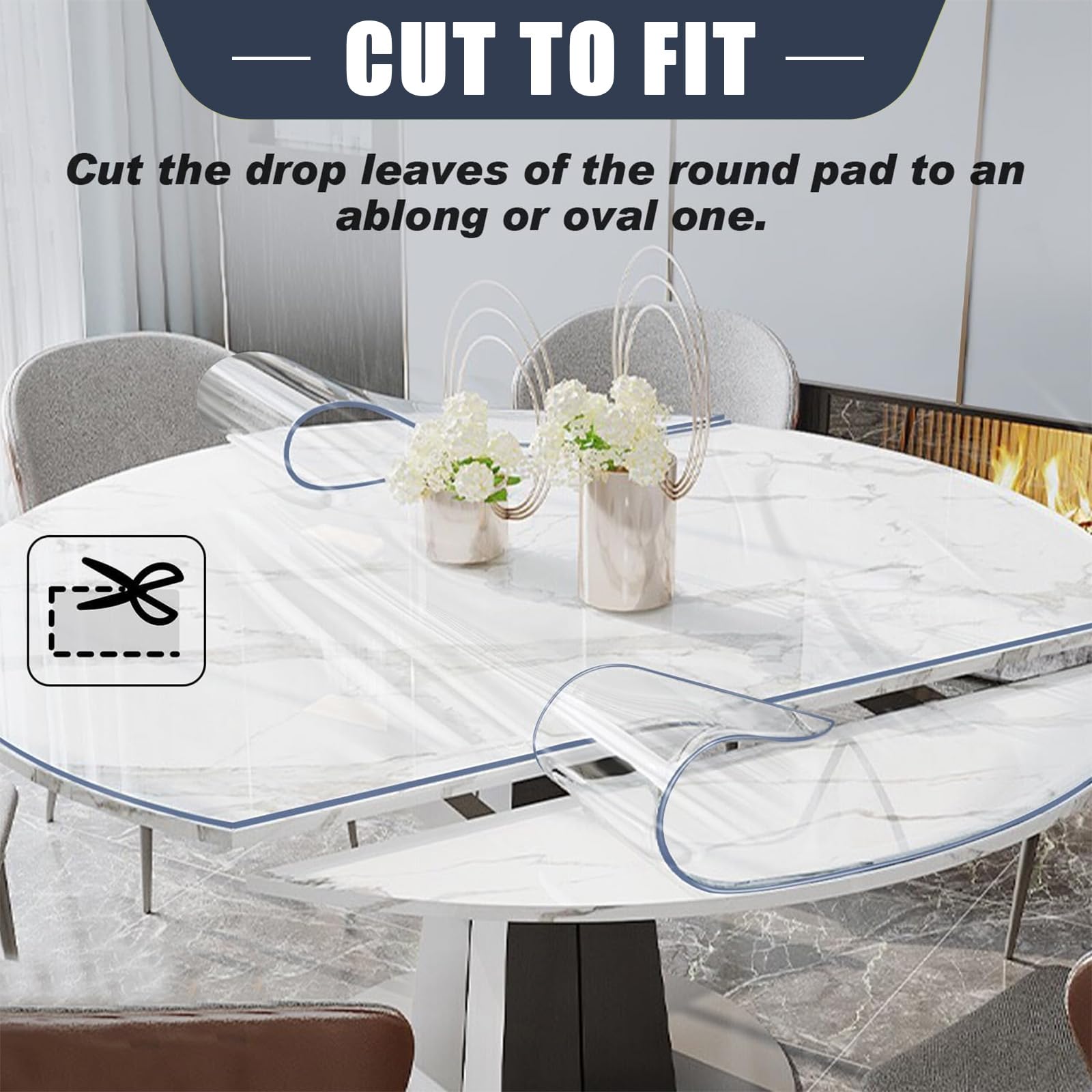 LovePads 1.5mm Thick Frosted Round Table Cover Protector - 72 Inch Durable PVC Plastic Table Pad for Dining Room, Outdoor Events, and Party Decorations