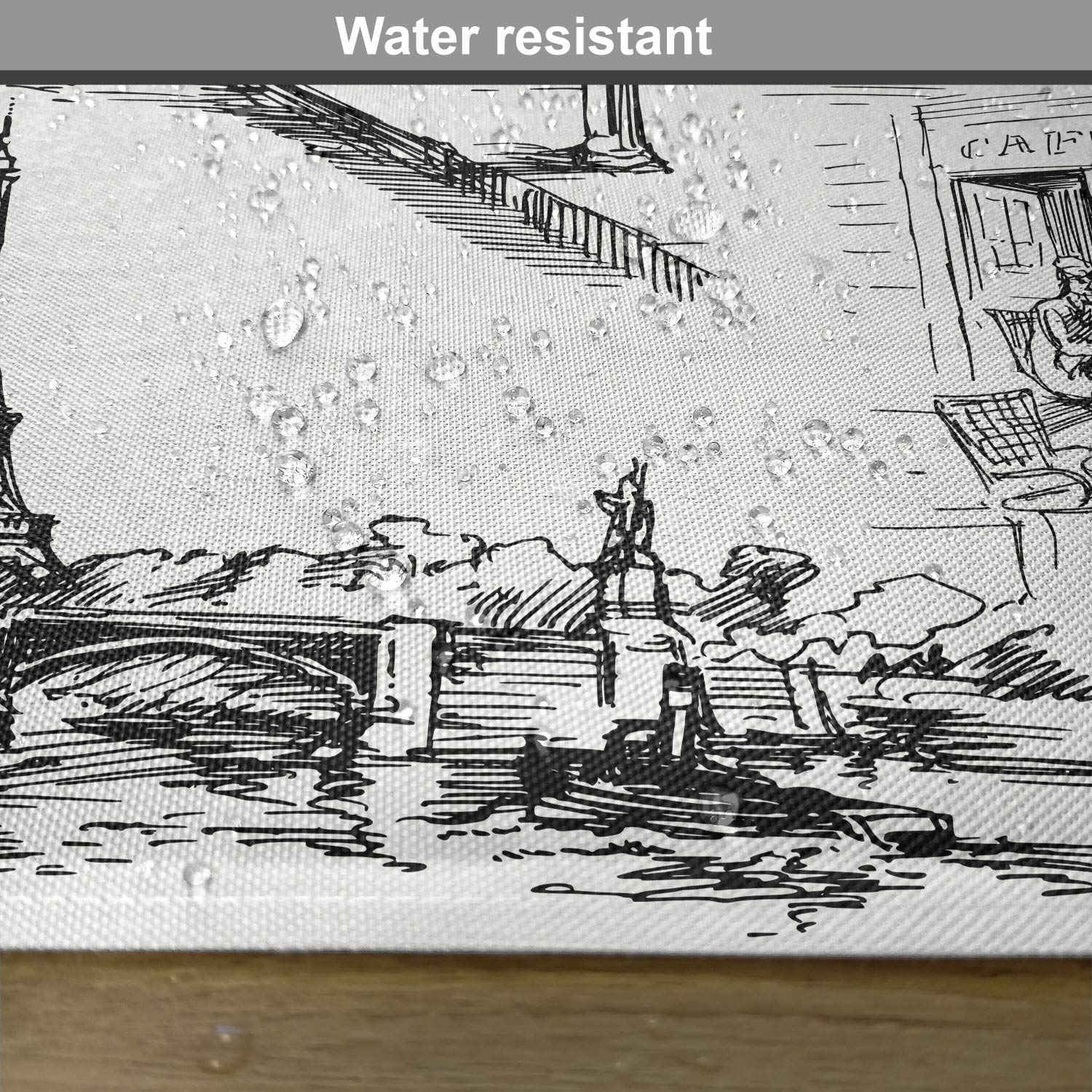 Ambesonne Paris Sketch Style Eiffel Tower Place Mats Set of 4 - Washable Fabric Dining Table Mats with Retro Romantic Print, Standard Size (White & Black) - Perfect for Café, Restaurant, or Home Decor