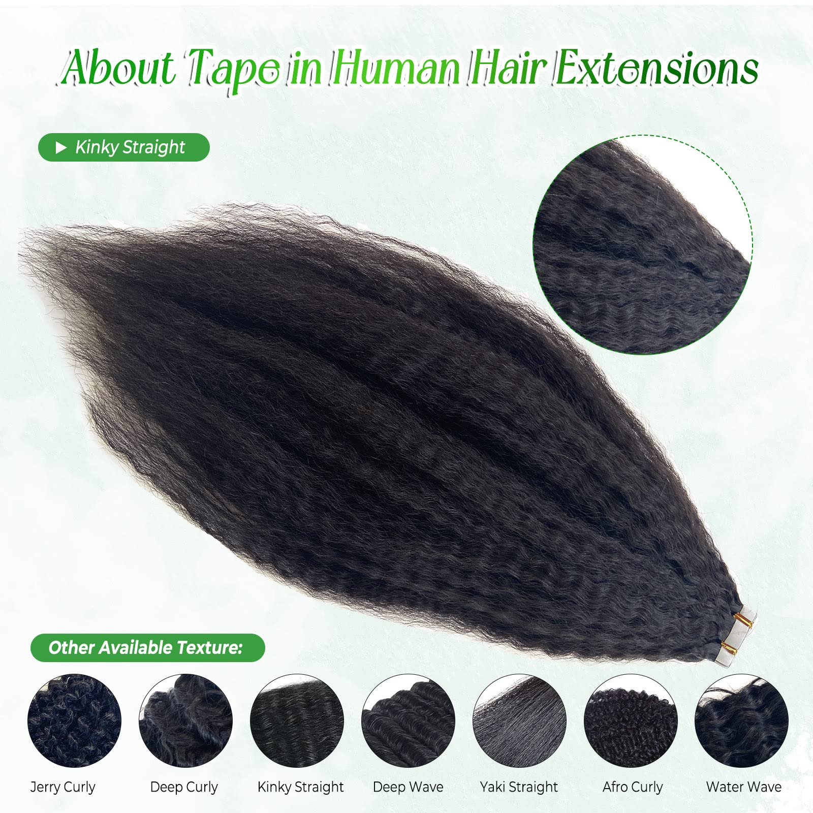 Tape in Hair Extensions 24 Inch Kinky Straight Human Hair - 40 Pieces 100g Natural Black Invisible Tape Extensions for Black Women | Perfect for Short Hair, Styling, Volume Boost & Everyday Wear