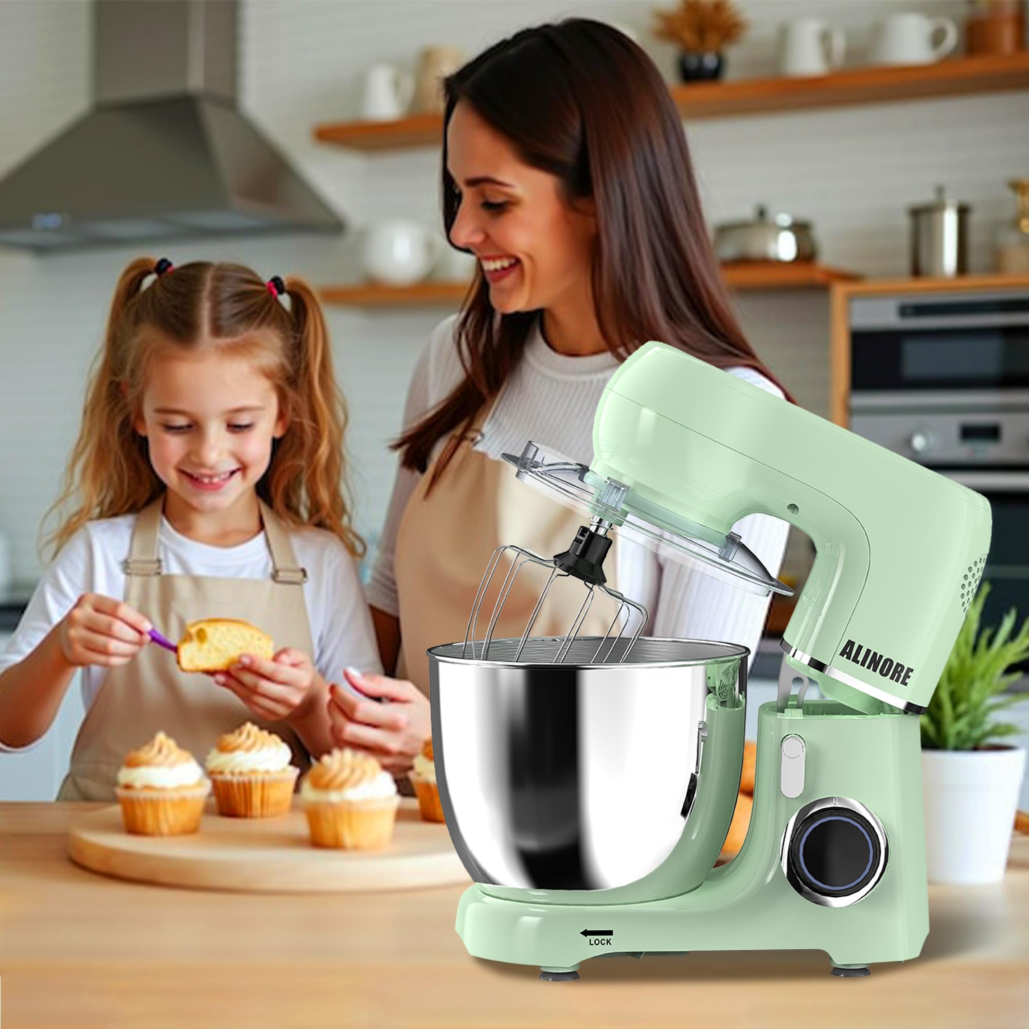 6.5QT 660W 10-Speed Tilt-Head Stand Mixer - Electric Kitchen Mixer with Dishwasher-Safe Dough Hook, Egg Whisk & Flat Beater - Perfect for Baking Cakes, Cookies, Bread & Home Cooking (Green) - Ideal for Bakers, Home Chefs & Holiday Baking