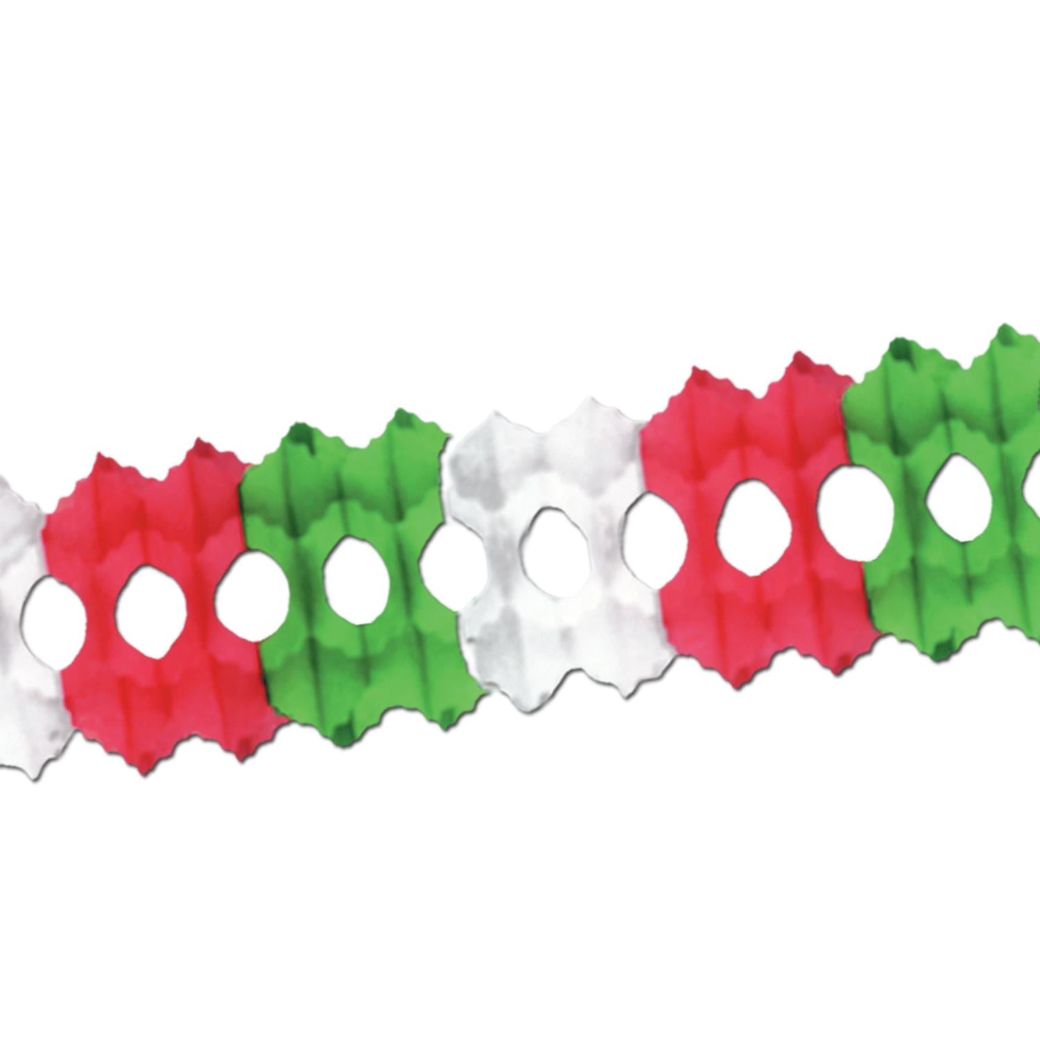 12 Pack Beistle Fiesta Arcade Garland - Red, White & Green Party Decorations for Cinco de Mayo, Birthday & Mexican Themed Parties