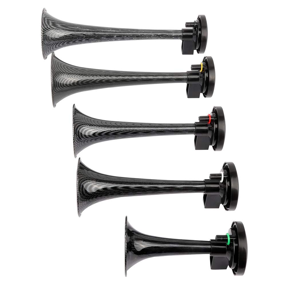 5 Trumpet Electric Air Horn with Compressor - 12V Loud Train Sound for Trucks, Cars, SUVs & Boats - Heavy Duty Vehicle Replacement Horn - Black (Perfect for Emergency Alerts & Off-Road Adventures)