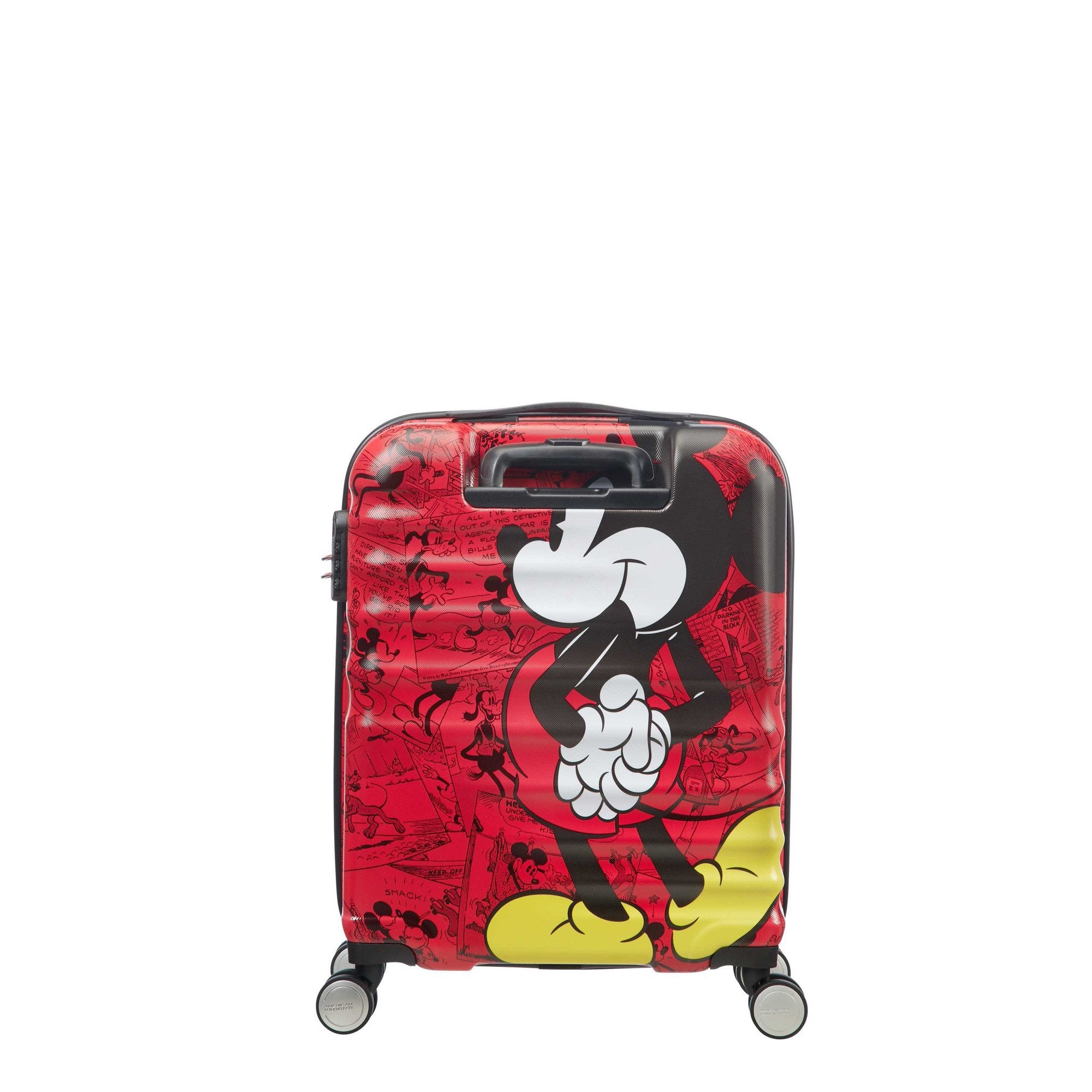 American Tourister Disney Wavebreaker Spinner Carry On Luggage - Mickey Comics Red Suitcase for Travel, Business Trips & Family Vacations