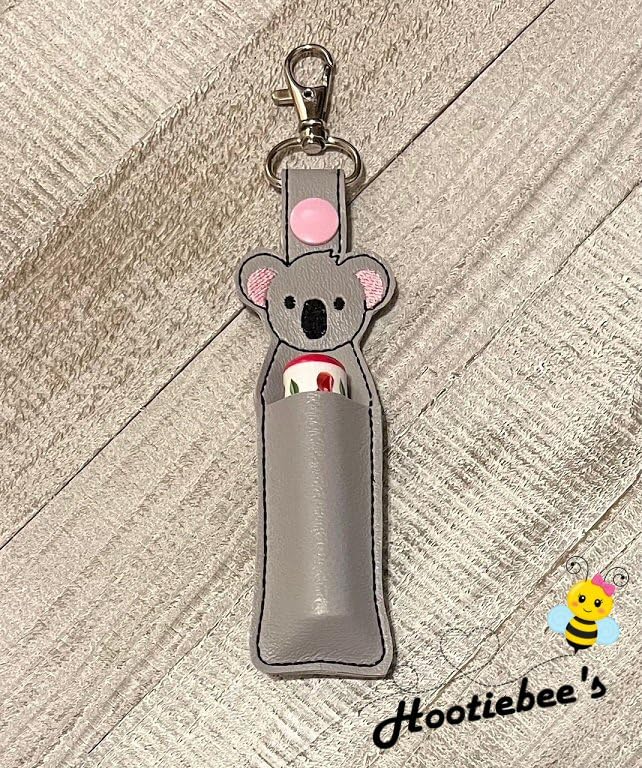 Koala Bear Hand Sanitizer Holder & Lip Balm Keychain - Cute Sanitizer Bottle Clip for Purse, Backpack, Gym Bag - Perfect for Travel, Office, School
