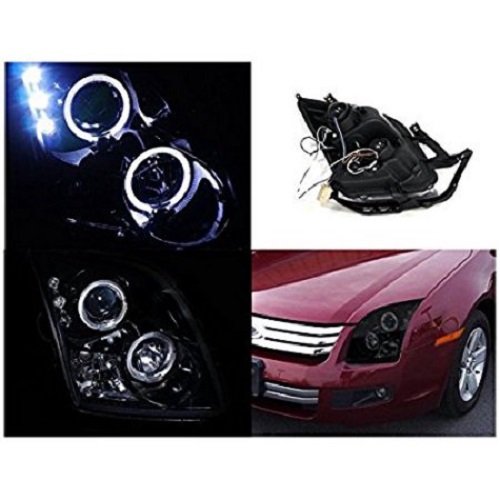 Spec-D Tuning LHP-FUS06G-TM Glossy Black Halo LED Projector Headlights for Ford Fusion S/SE/SEL – Upgrade Your Night Driving & Style