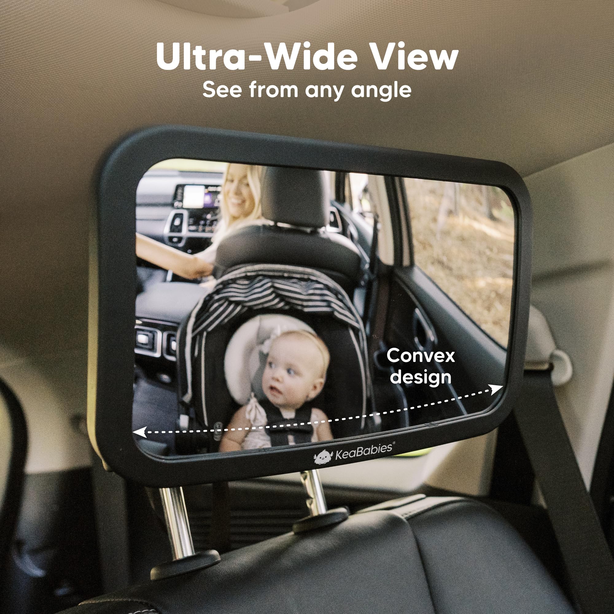 Large Shatterproof Baby Car Mirror - Safety Rear-Facing Car Seat Mirror for Back Seat - Fully Assembled Sleek Black Baby Car Mirror - Perfect for Travel and Daily Commutes with Infants