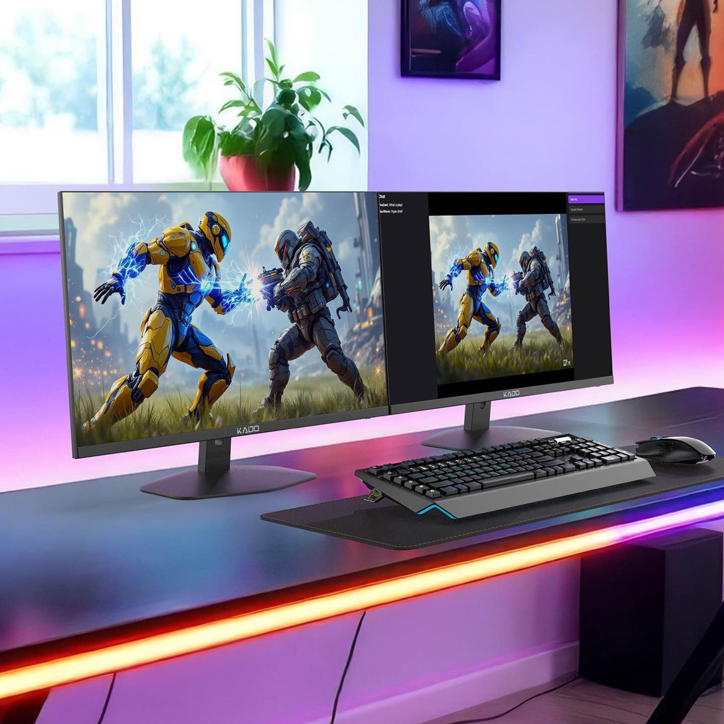 Kado E27 Dual Series 27-Inch Computer Monitors 2-Pack - 1920x1080 Full HD, 75Hz, VESA Mount, HDMI, Built-in Speakers for Office Work & Gaming - Perfect Dual Monitor Setup for Home Office & Workstation