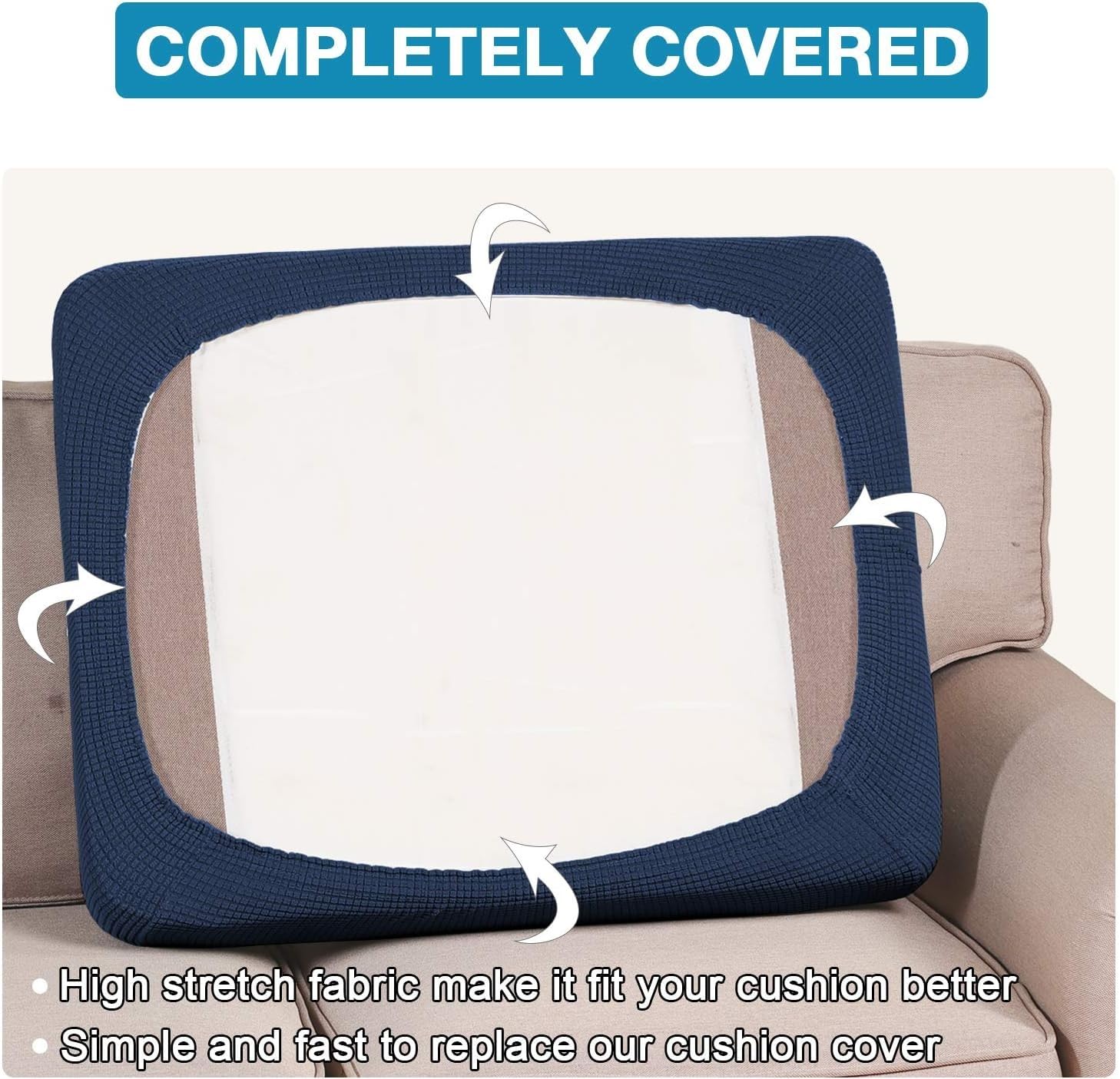 Premium Flamingo Print Seat Cushion Covers - 2-Piece XL Sofa Slipcover Set with Elastic Bottom, Navy Blue Furniture Protector for Couches & Sectionals | Waterproof & Pet-Friendly Home Decor for Living Room, Office, or Dorm