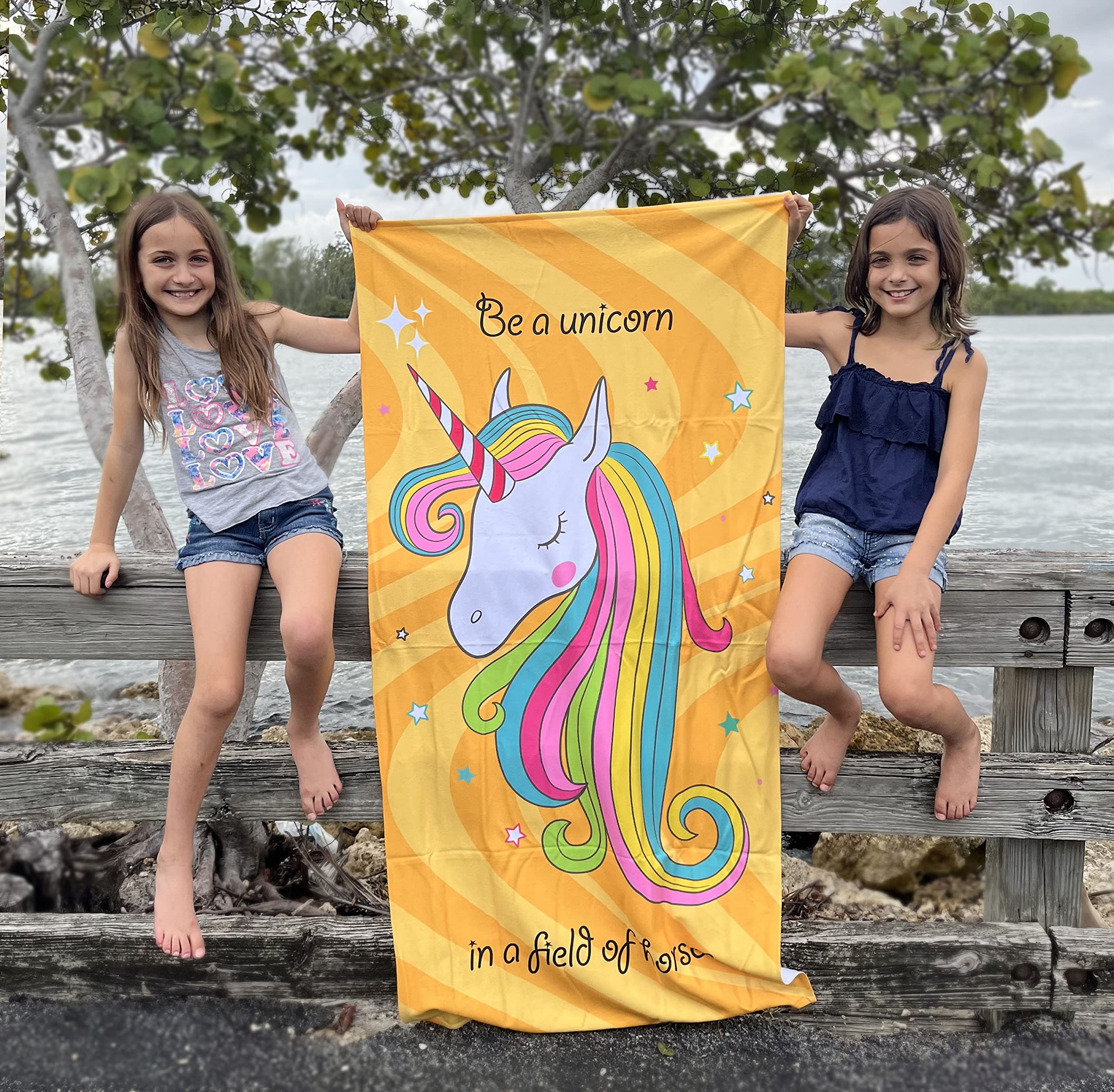 Be A Unicorn Beach Towel - 30x60 Inch Cotton & Microfiber Blend - Lightweight, Quick Dry, Portable for Kids & Teens - Perfect for Pool, Beach, Vacation & Summer Activities