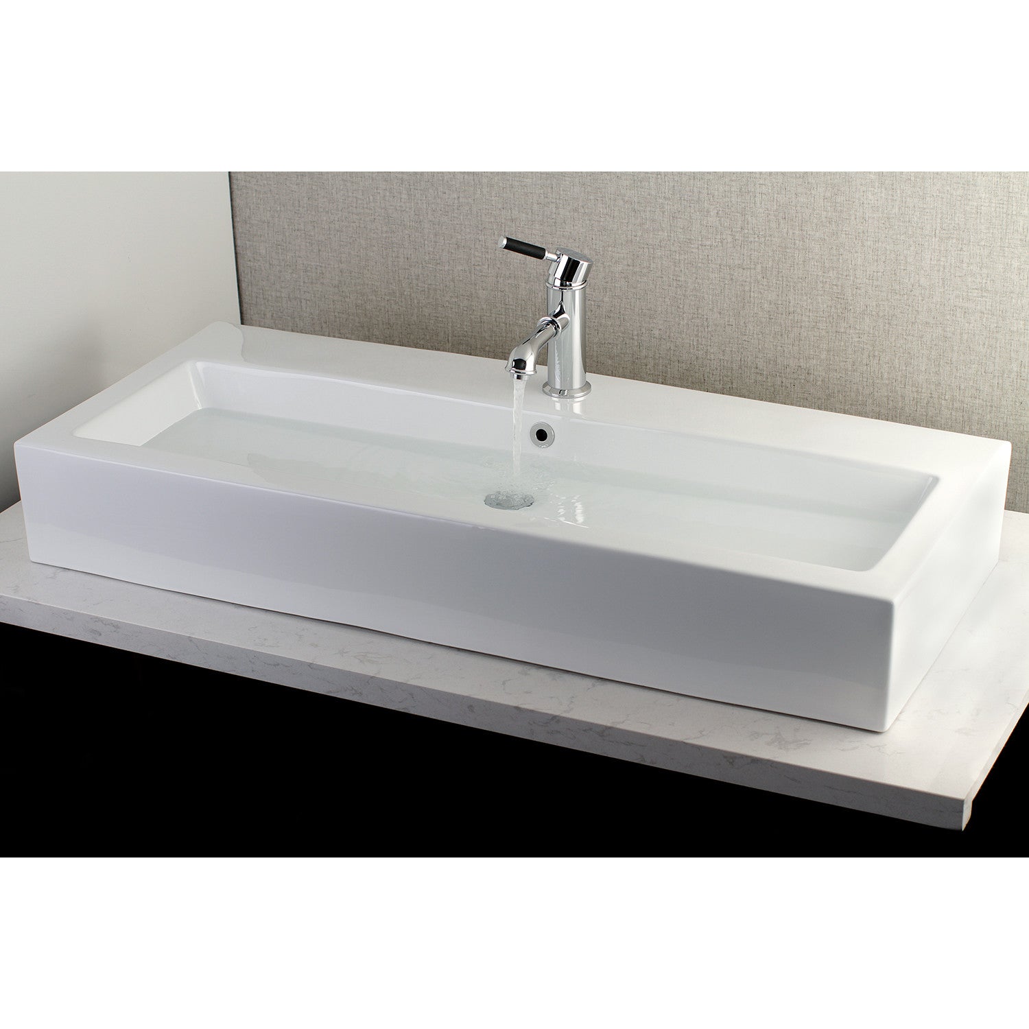 Anne EV3917 39 Inch White Ceramic Rectangular Vessel Sink with Single Hole - Perfect for Modern Bathroom Vanities and Powder Rooms