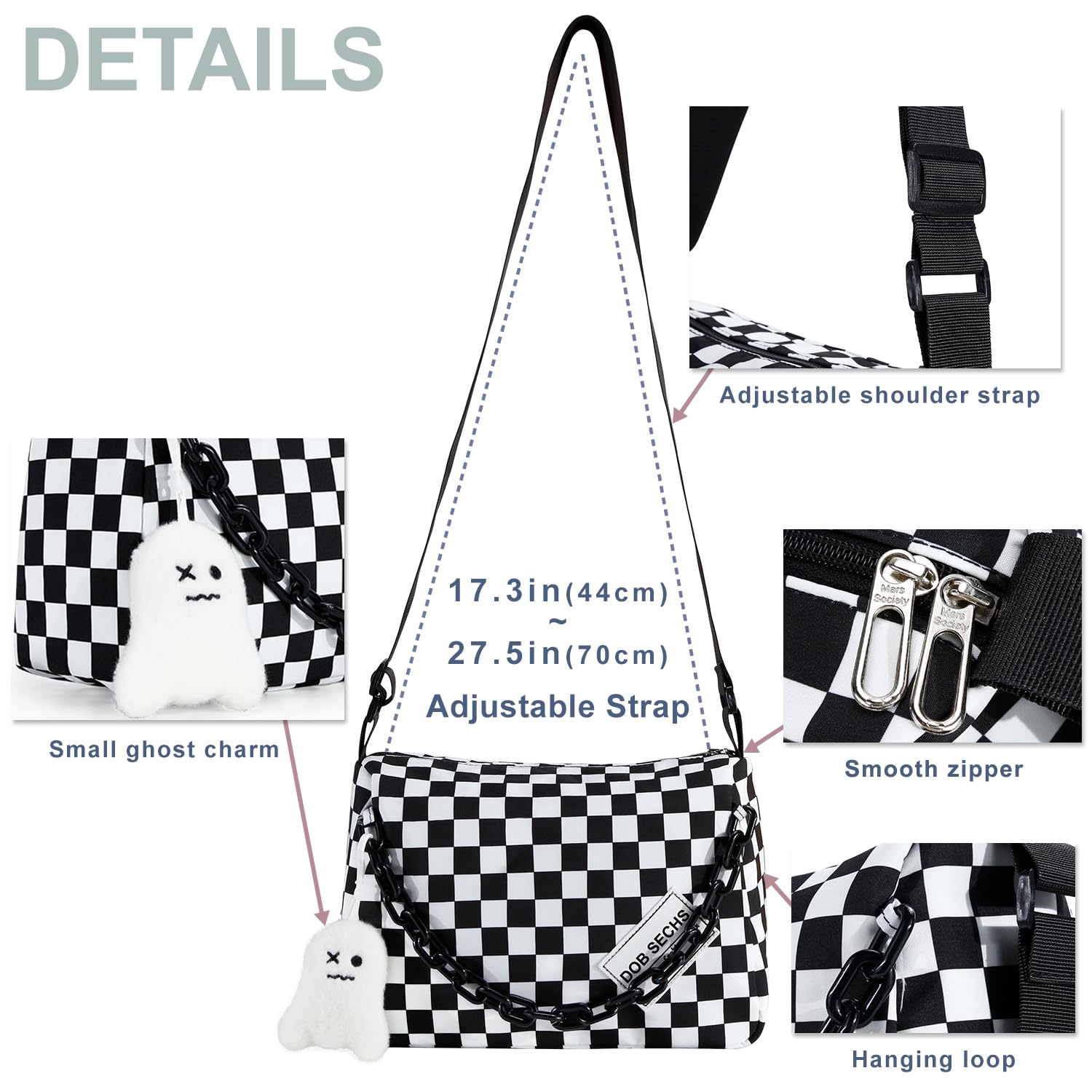 DOB SECHS Women's Small Crossbody Purse - Stylish Messenger Shoulder Bag for Daily Use, Travel & Shopping - Compact & Lightweight Design with Adjustable Strap