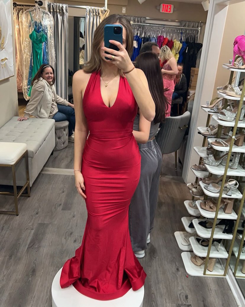 Elegant Red Mermaid Prom Dress with Satin Fabric & Backless Design - Sexy Evening Gown J6914 for Homecoming, Formal Dances & Special Occasions