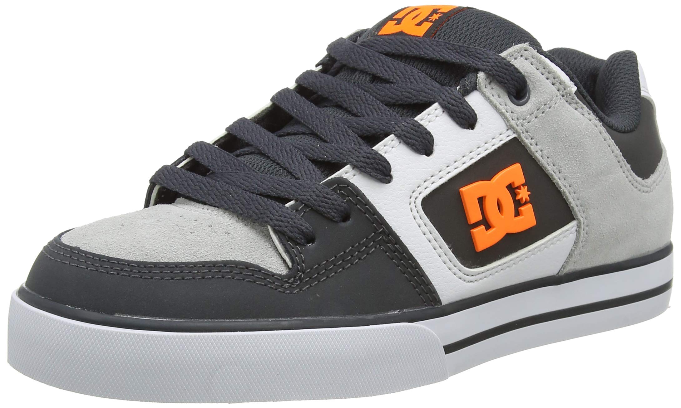DC Shoes Pure Men's Skate Trainers - Grey & Orange Colorway | US Size 8 | Durable Skateboarding Shoes for Street & Park Riding