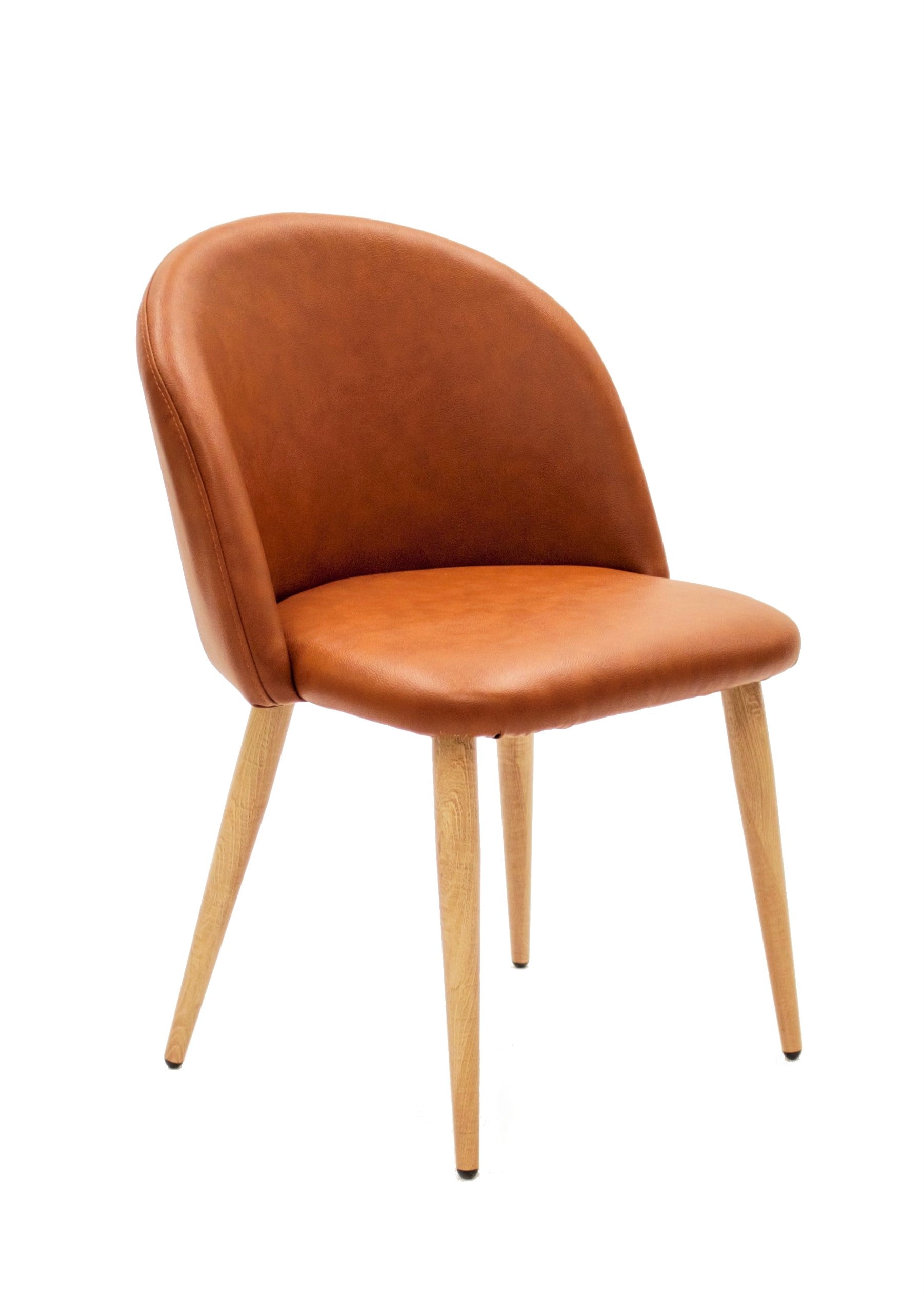 Luxury Cognac Crescent Chair - Modern Accent Seating for Living Room, Bedroom & Office - Comfortable & Stylish Leather Lounge Chair