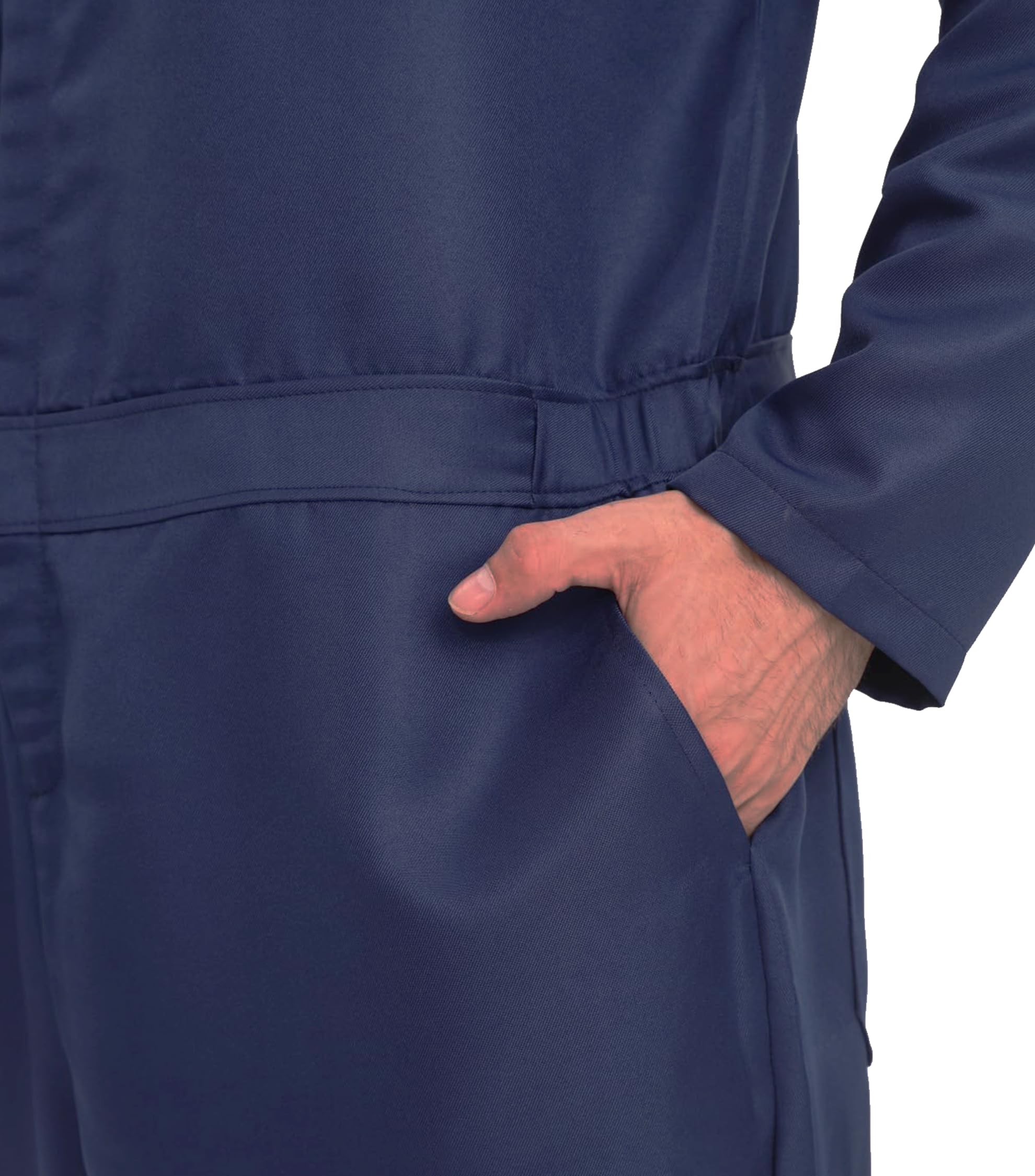Navy Blue Coveralls Jumpsuit - Horror Killer Halloween Cosplay Costume for Men with Mask & Toy Knife | Scary Movie Character Outfit, Halloween Party Costume, Cosplay Convention Attire