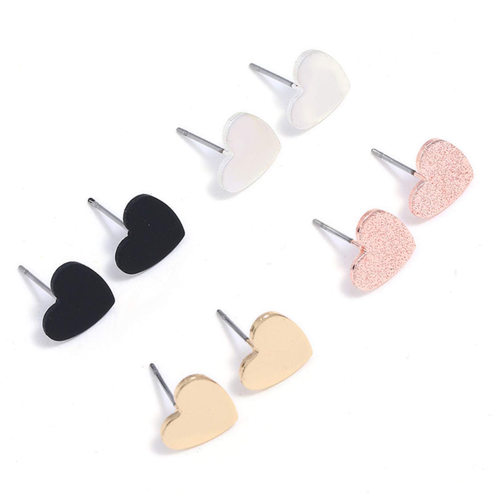 Qiguch66 4 Pairs Heart Earrings for Women - Elegant Love Heart Wedding Bridal Engagement Stud Earrings Jewelry Gift Set - Perfect for Anniversary, Valentine's Day & Special Occasions