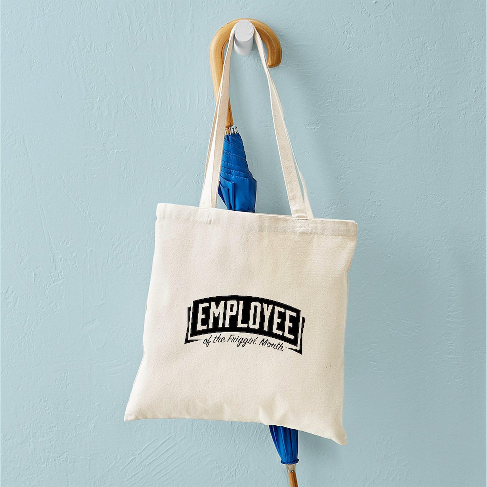 Employee Of The Month Tote Bag - Natural Canvas Reusable Grocery Shopping Bag - Perfect for Work Gifts, Office Appreciation & Eco-Friendly Errands