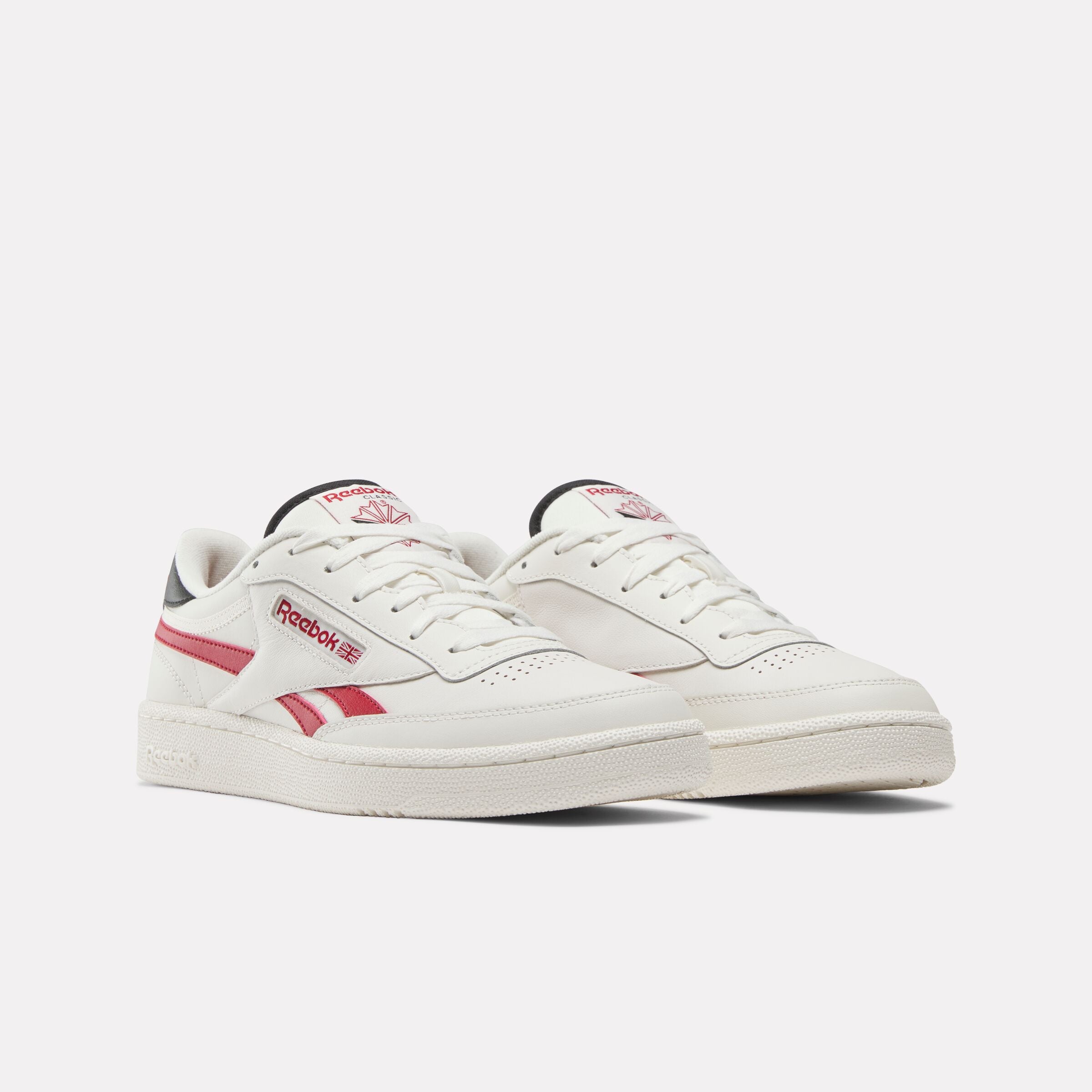 **Reebok Club C Revenge Sneakers - Chalk/Flash Red/Black - Classic White Leather Shoes for Men & Women | Perfect for Casual Wear, Gym & Street Style**