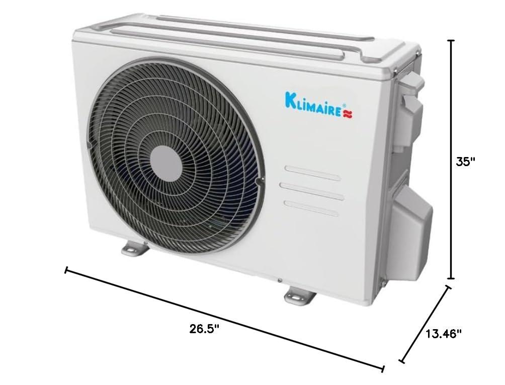 Klimaire 2 Ton 17.4 SEER2 Inverter Central Ducted Air Conditioner & Hyper Heat Pump Split System - Perfect for Whole Home Heating and Cooling in Extreme Climates