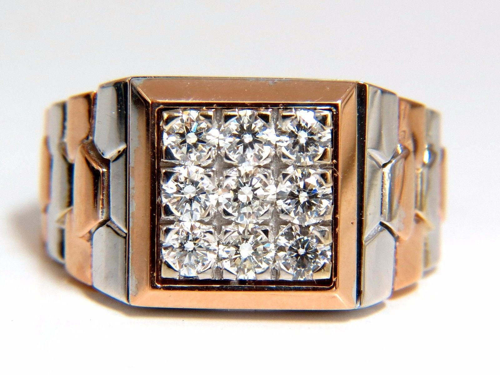 1.02ct Natural Diamond Men's Ring with Flexible Watch Band - 18K Gold, G/VS Clarity, 15 Grams - Perfect for Weddings, Anniversaries & Special Occasions